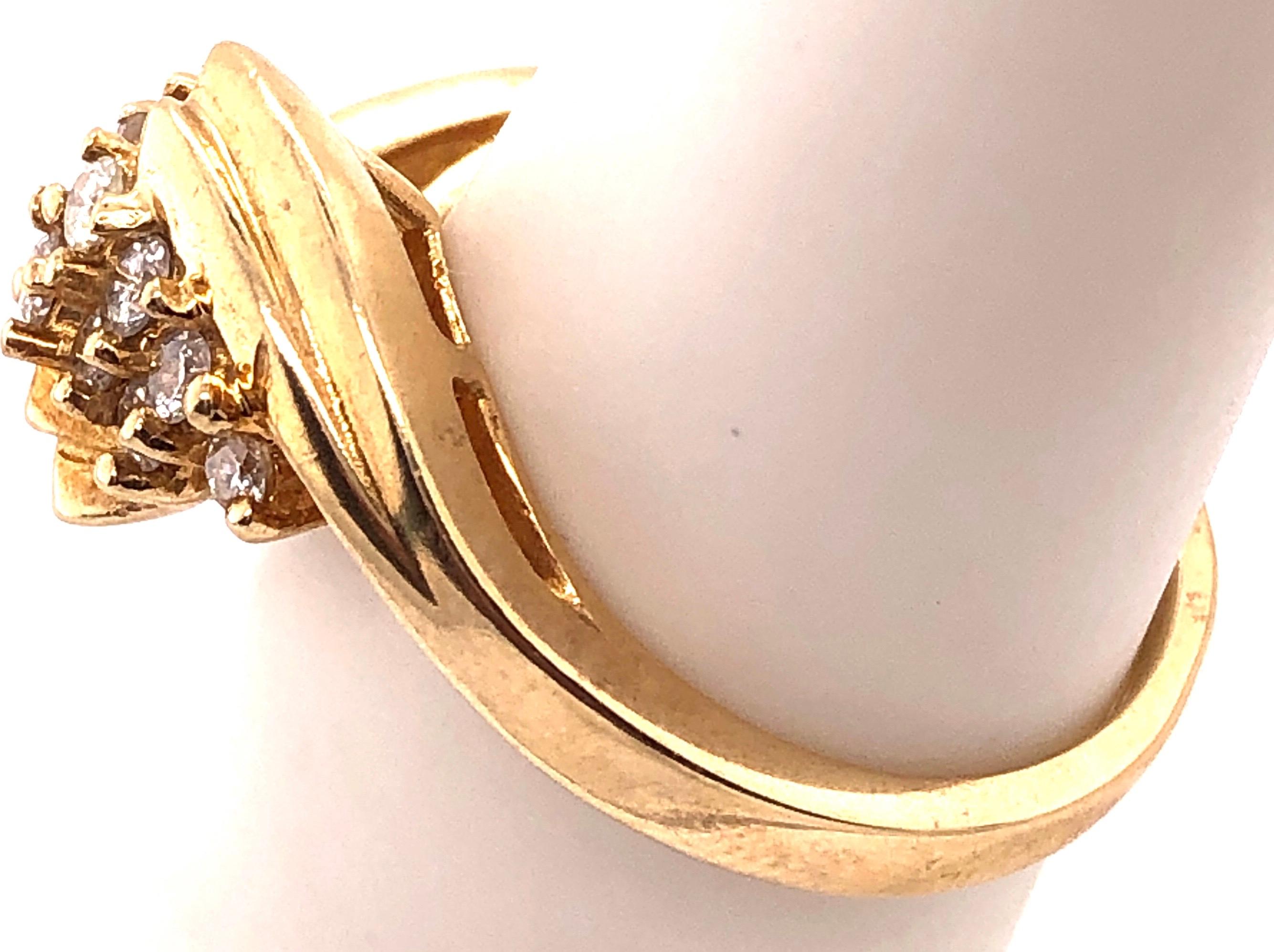 Women's or Men's 14 Karat Yellow Gold Freeform Diamond Cluster Ring 0.50 TDW For Sale