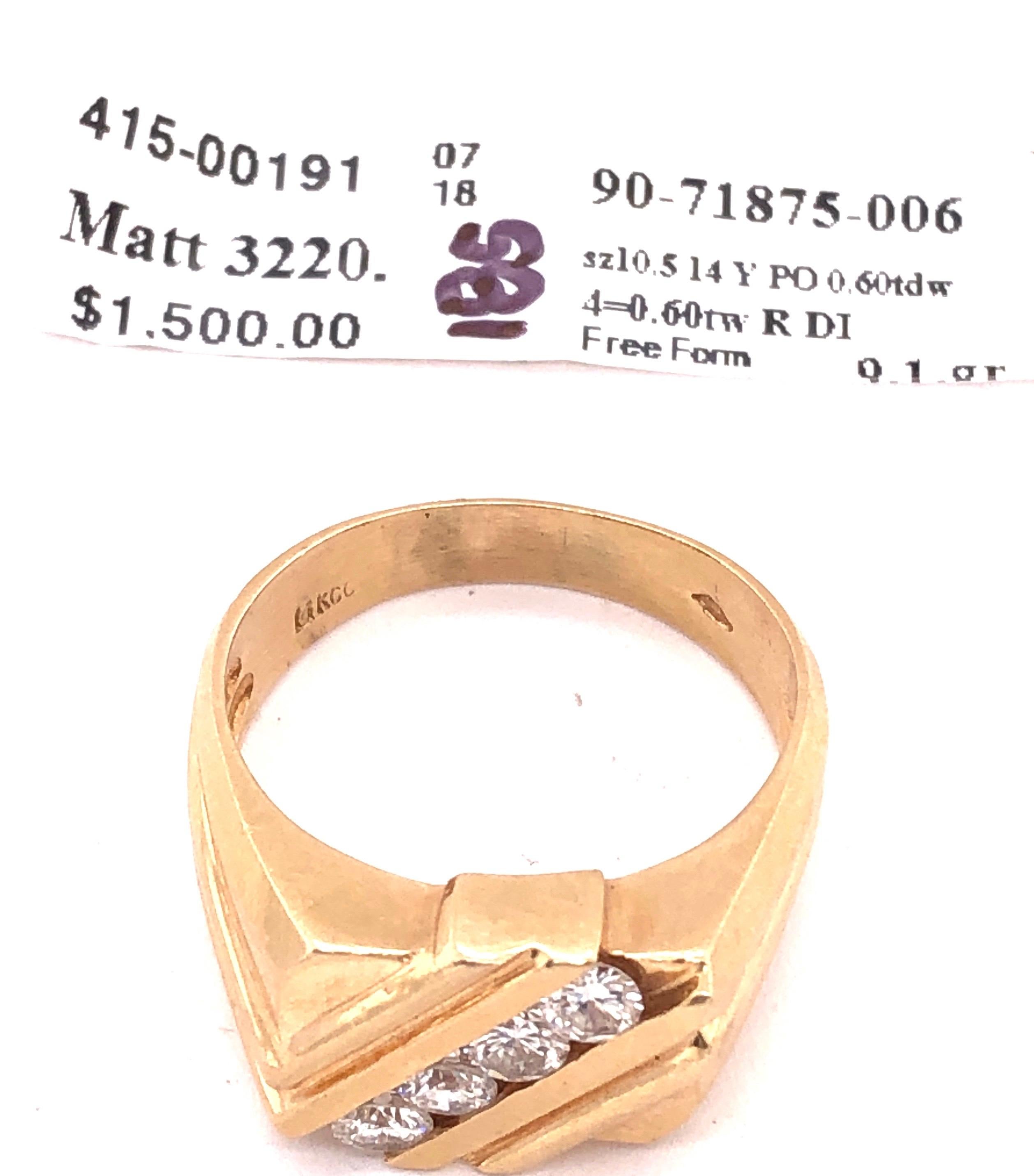 14 Karat Yellow Gold Freeform Ring with Four Diamonds 0.60 TDW For Sale 4