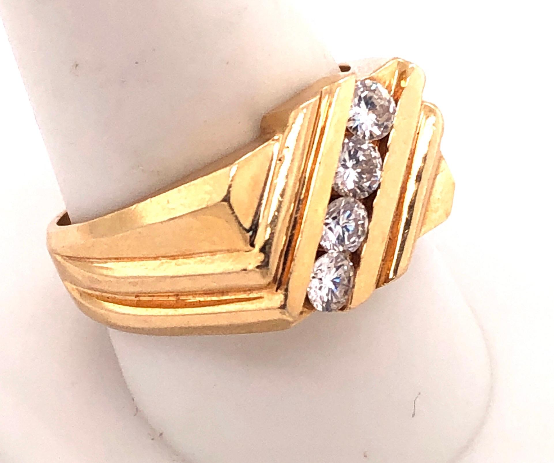 14 Karat Gelbgold Freiform-Ring mit vier Diamanten 0,60 TDW (Moderne) im Angebot