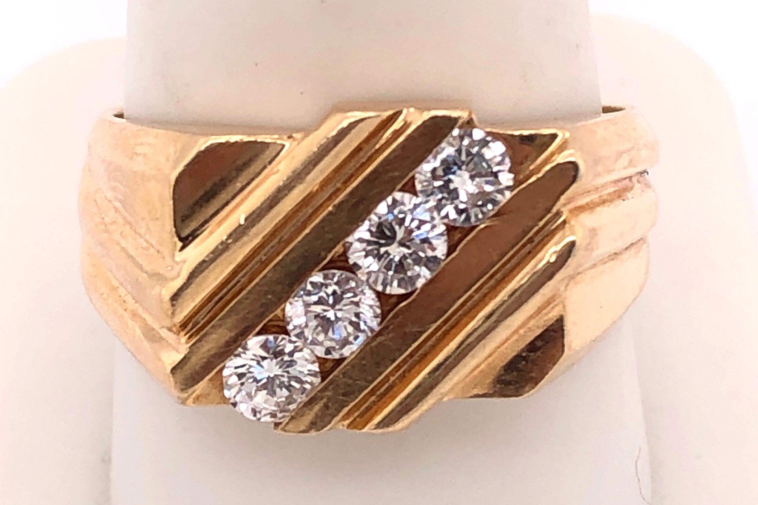 14 Karat Gelbgold Freiform-Ring mit vier Diamanten 0,60 TDW (Rundschliff) im Angebot