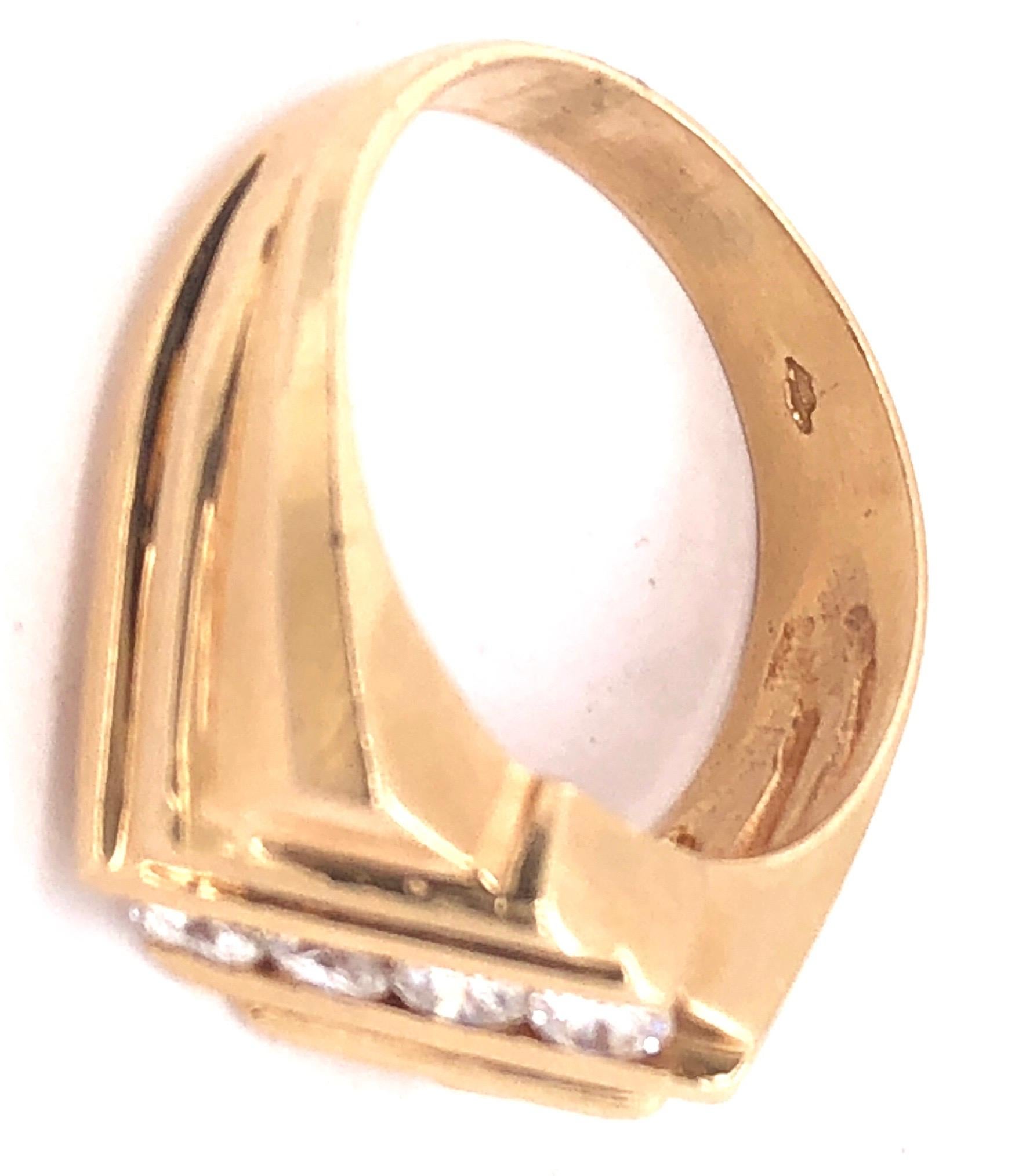 Round Cut 14 Karat Yellow Gold Freeform Ring with Four Diamonds 0.60 TDW For Sale
