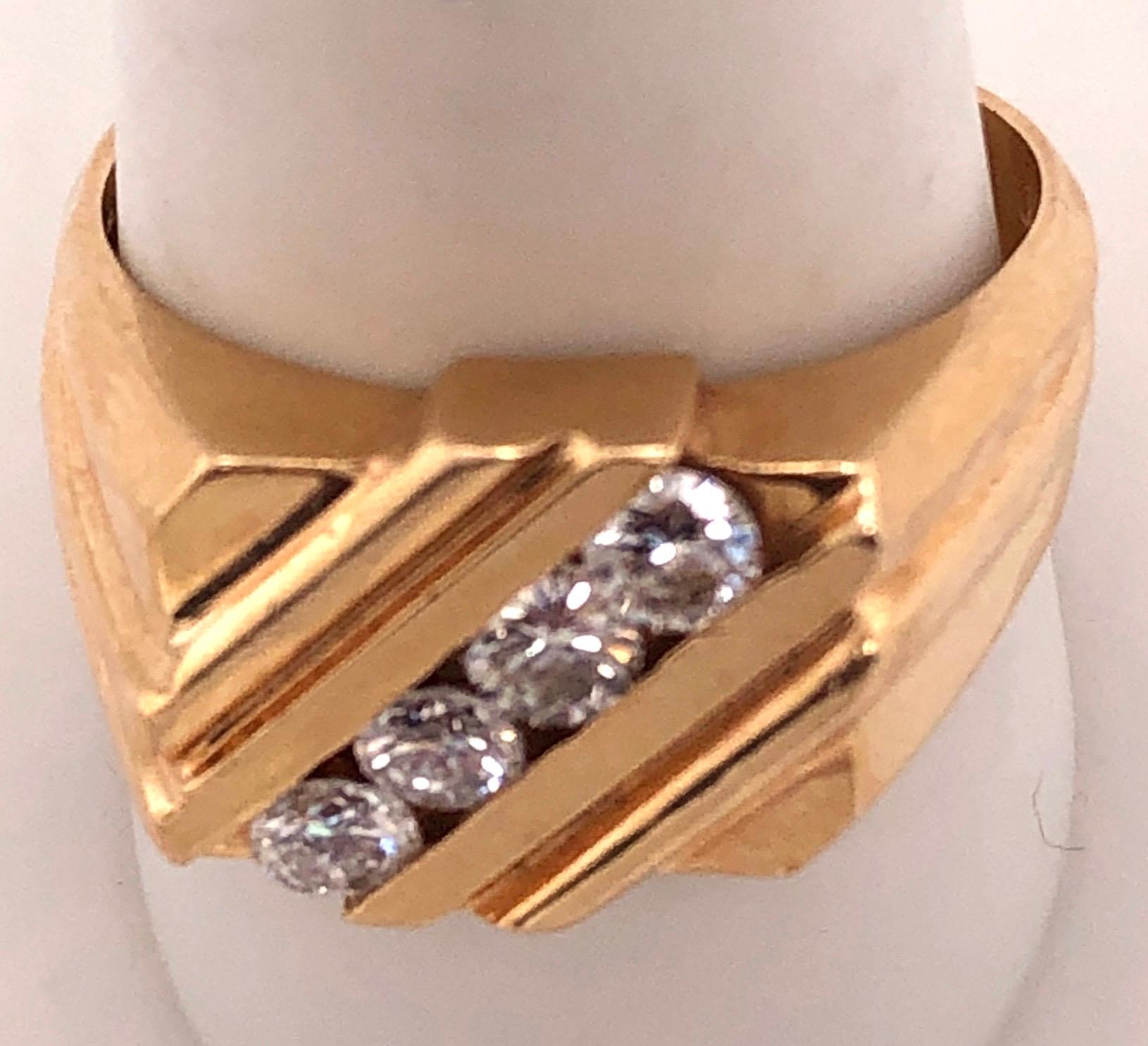 14 Karat Gelbgold Freiform-Ring mit vier Diamanten 0,60 TDW im Angebot 1