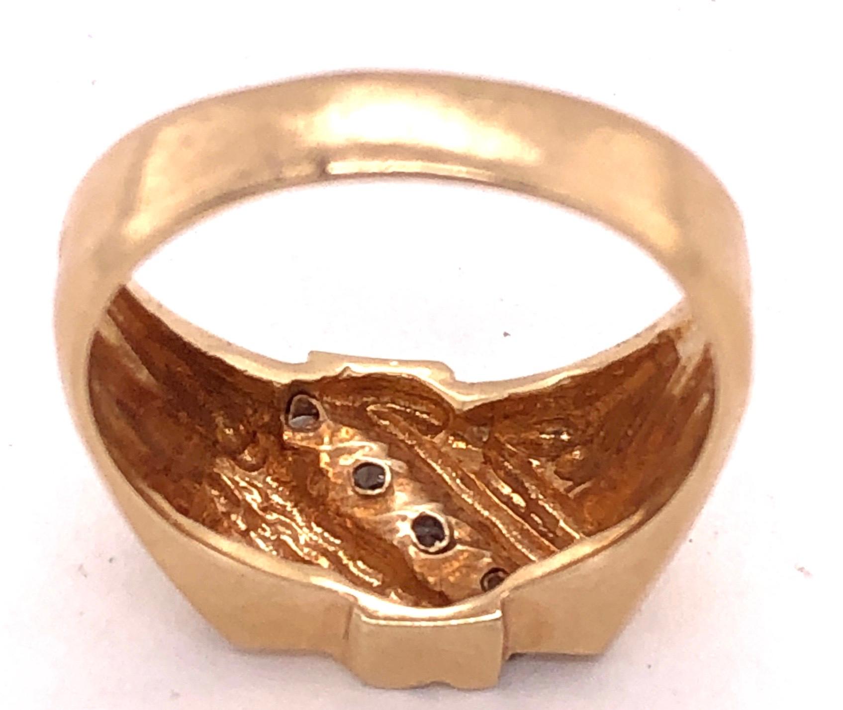 14 Karat Yellow Gold Freeform Ring with Four Diamonds 0.60 TDW For Sale 1