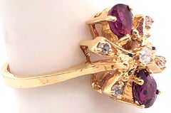 14 Karat Yellow Gold Freeform Ruby and Diamond Ring