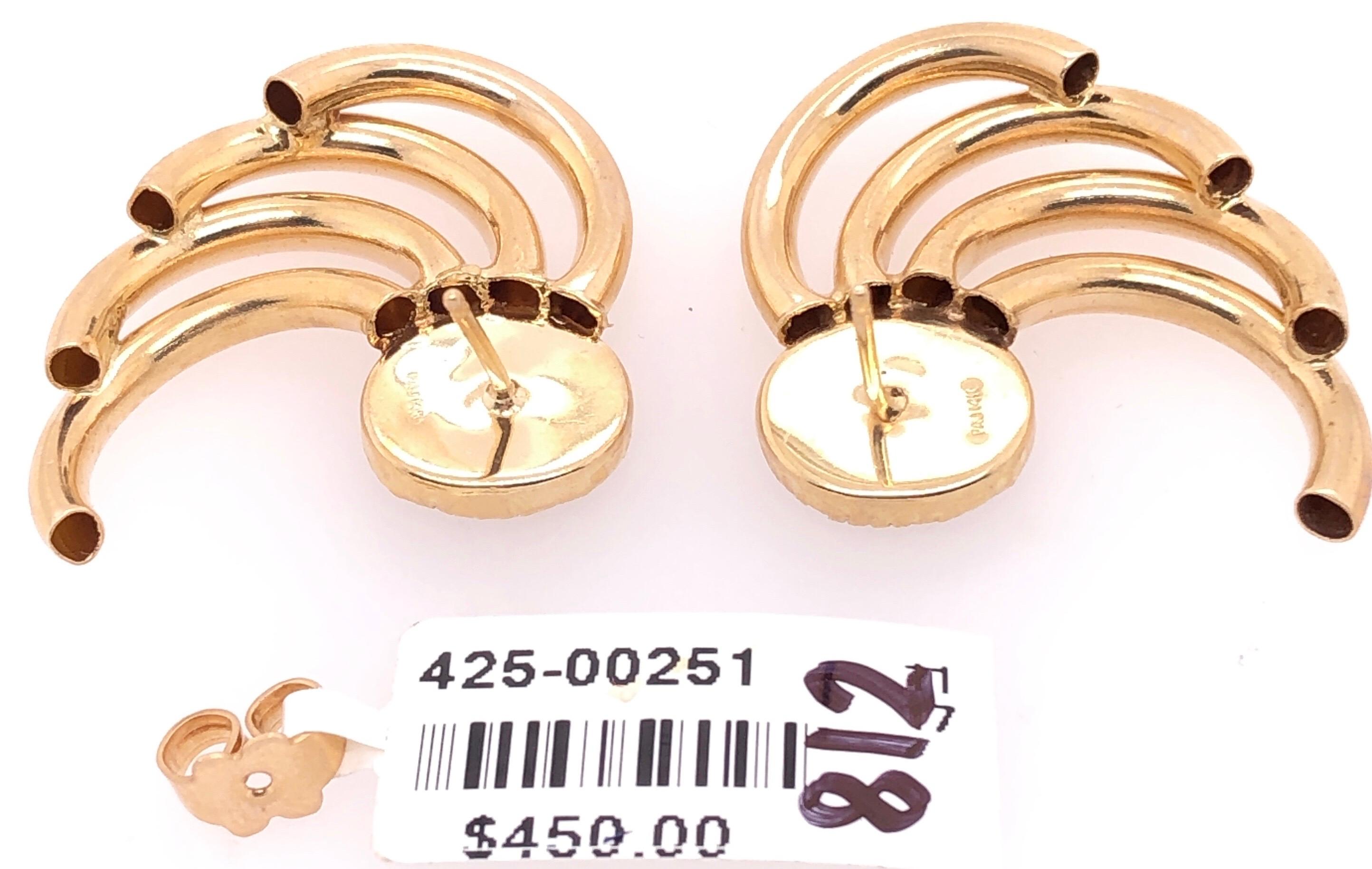 Women's or Men's 14 Karat Yellow Gold Free Style Onyx Earrings For Sale