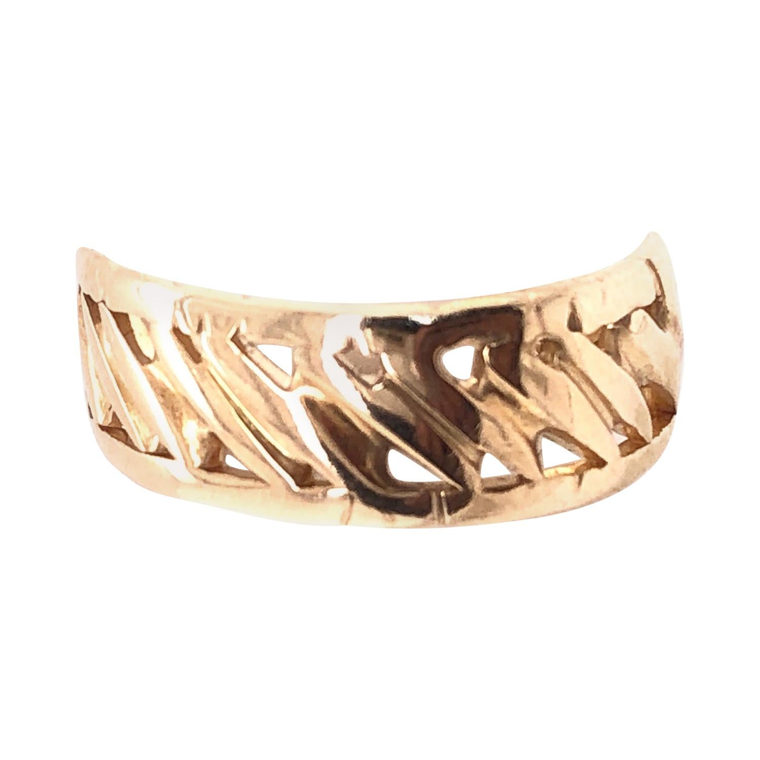 14 Karat Yellow Gold Freestyle Band Wedding Ring For Sale