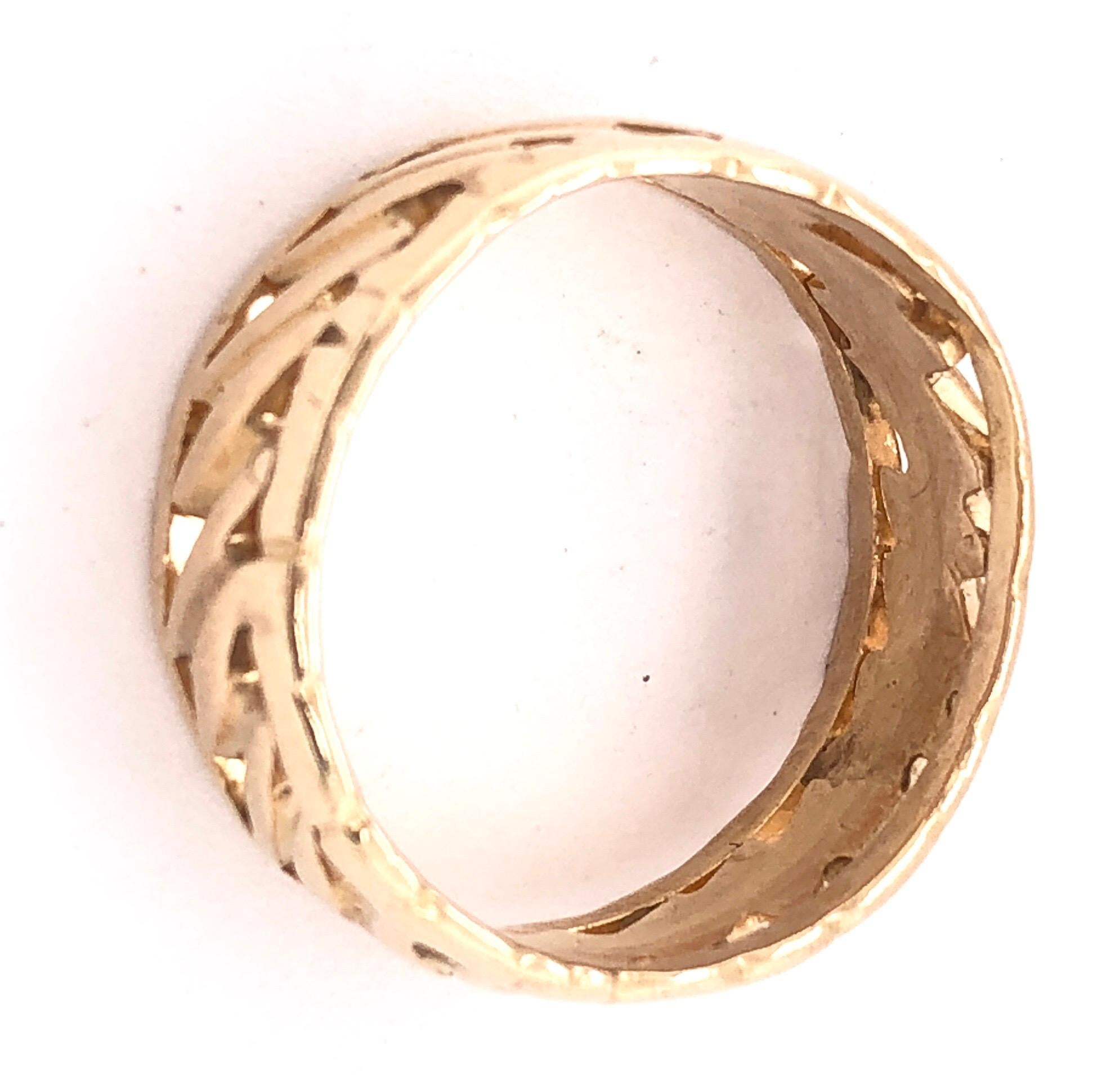 Women's or Men's 14 Karat Yellow Gold Freestyle Band Wedding Ring For Sale