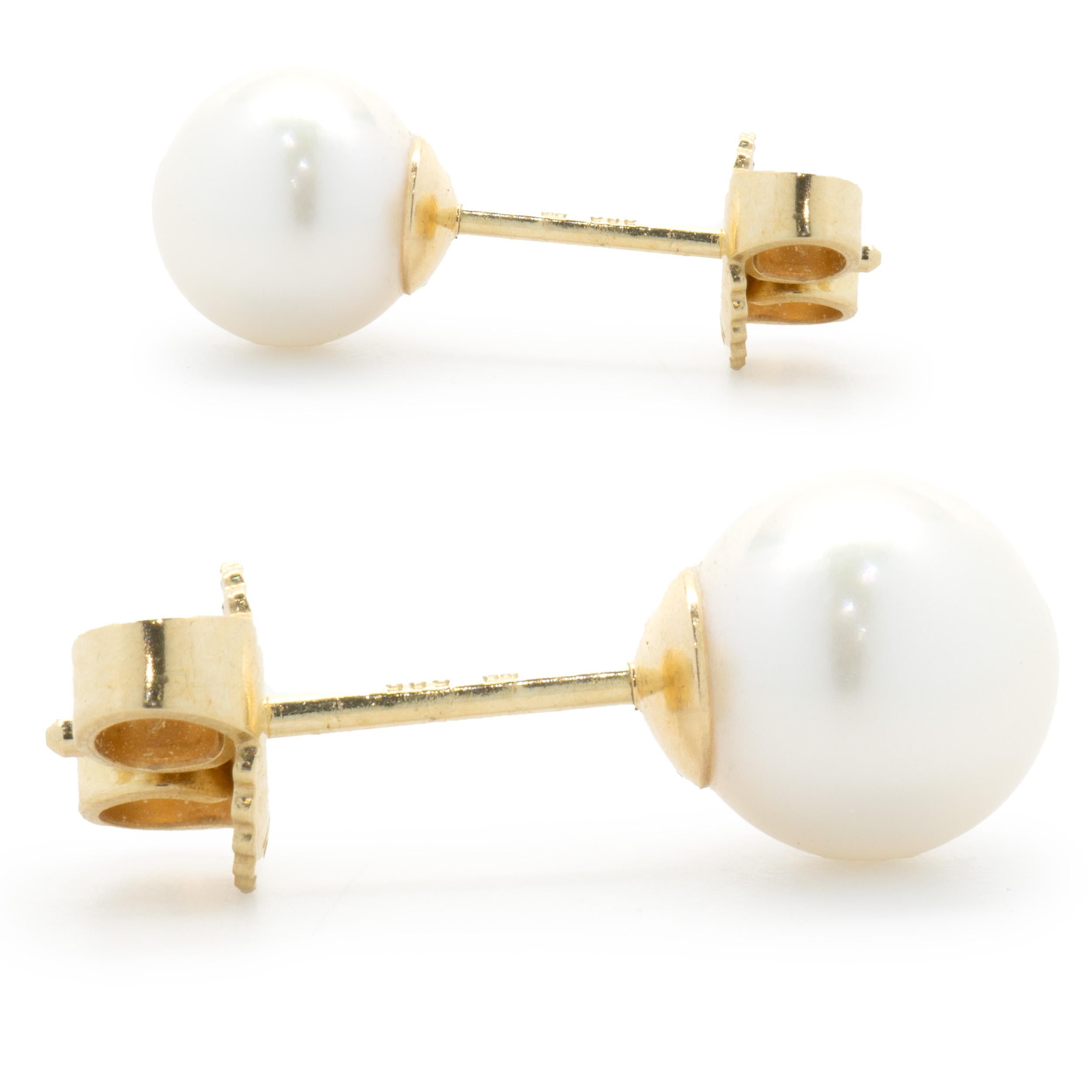 Designer: custom
Material: 14K yellow gold 
Weight: 1.65 grams
Dimensions: earrings measure 6.8mm 
