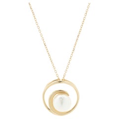 14 Karat Yellow Gold Freshwater Pearl Swirl Necklace