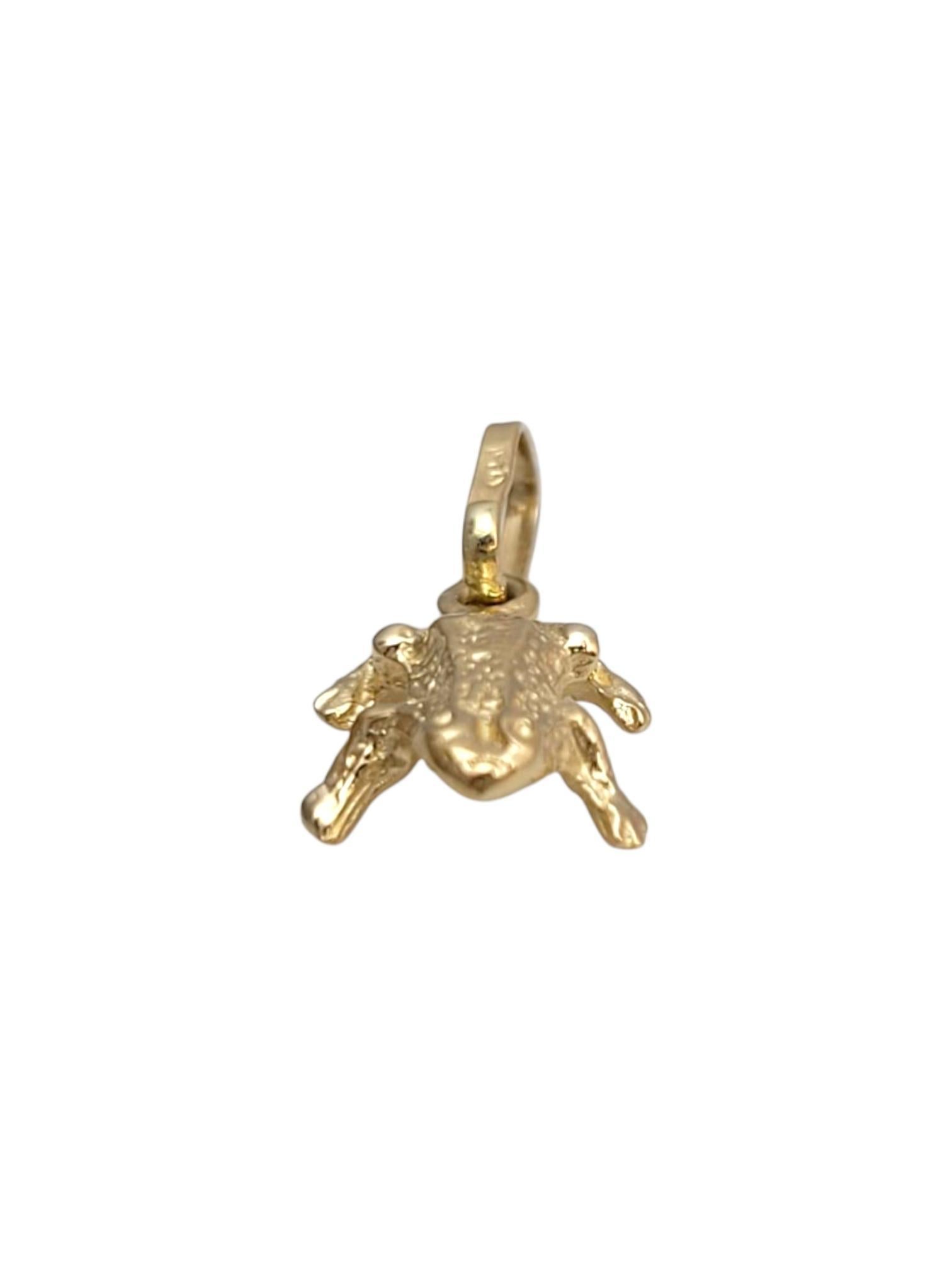 14 Karat Yellow Gold Frog Pendant

Whimsical and charming, this 14 karat yellow gold frog pendant adds a playful touch of personality and luck to any jewelry collection.

Size: 15.0 mm x 9.0 mm x 3.3 mm

with bale: 20.5 mm in length

Weight: 0.8 g /