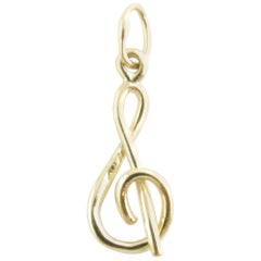 14 Karat Yellow Gold G Clef Note Charm