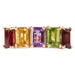 14 Karat Yellow Gold Garnet, Amethyst and Peridot Ring