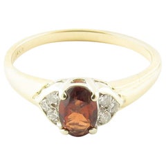 Vintage 14 Karat Yellow Gold Garnet and Diamond Ring