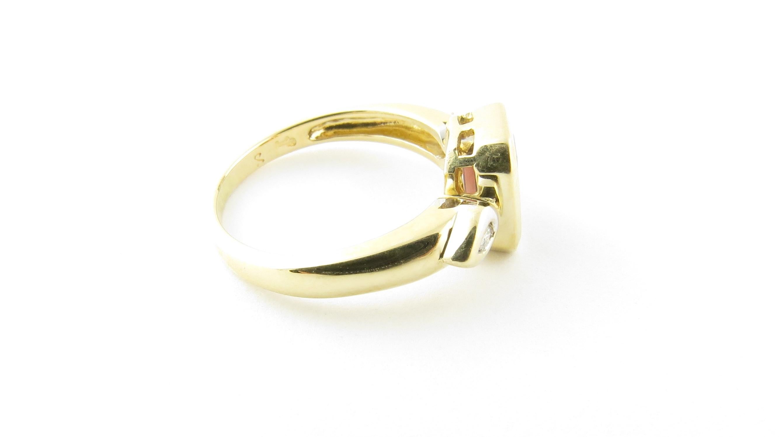 Women's 14 Karat Yellow Gold Garnet and Diamond Ring