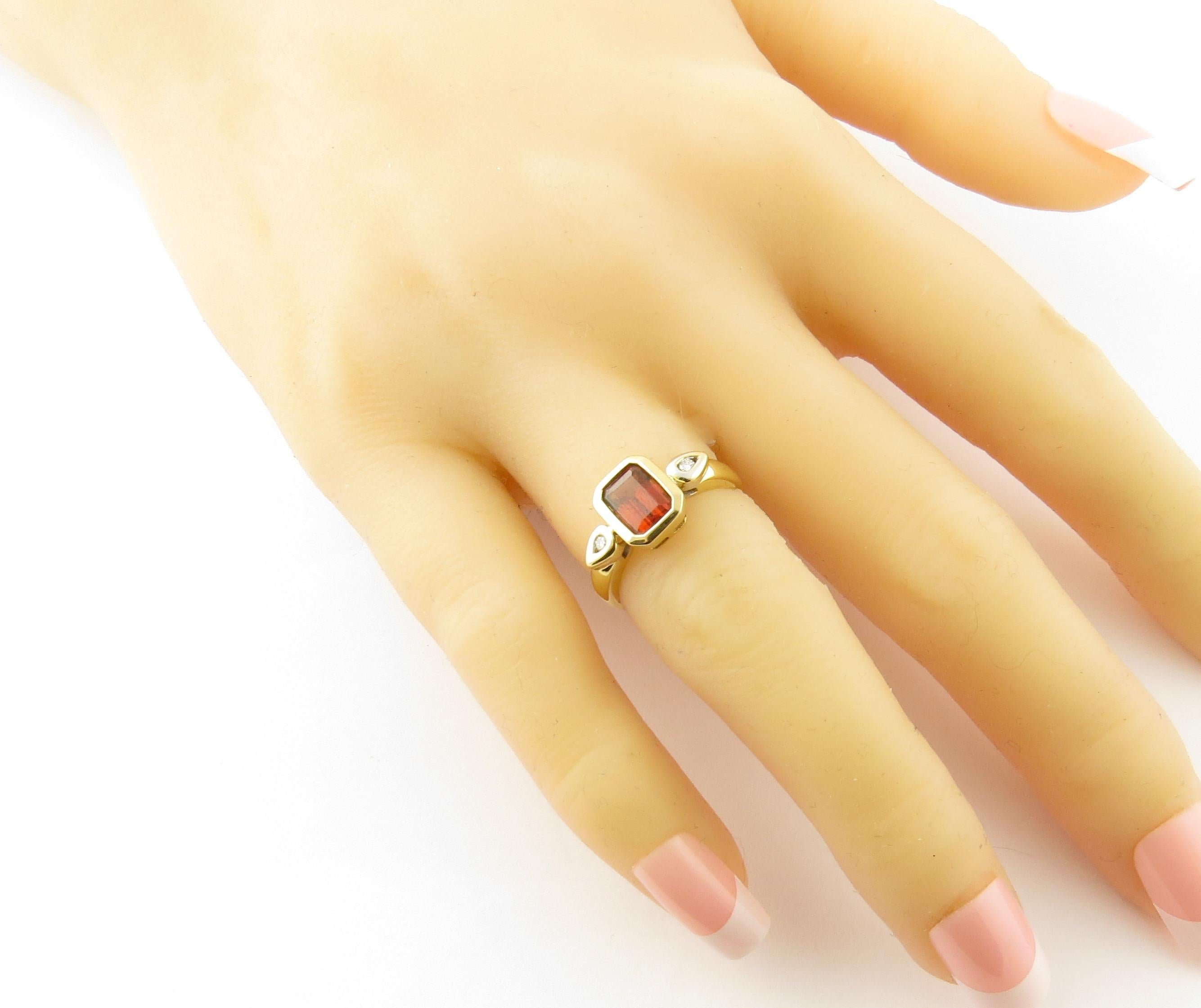 14 Karat Yellow Gold Garnet and Diamond Ring 2