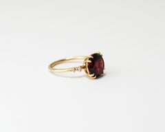 14 Karat Yellow Gold Garnet Diamonds Ring