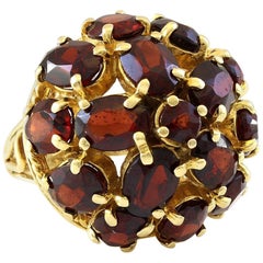 14 Karat Yellow Gold Garnet Dome Vintage Cocktail Ring