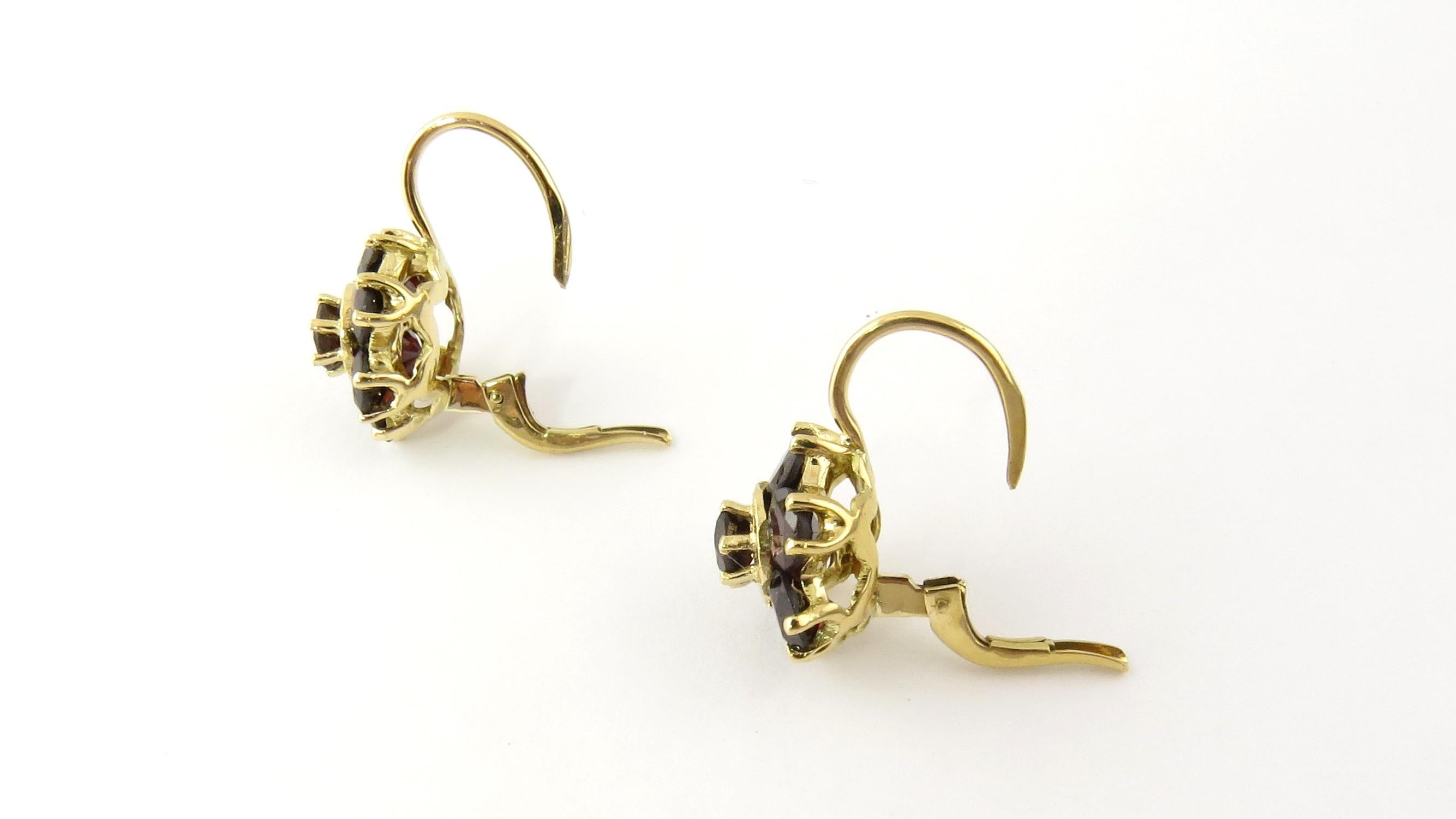 Vintage 14 Karat Yellow Gold Garnet Earrings

These lovely hinged earrings each feature seven round garnets (5 mm each) set in classic 14K yellow gold.

Size: 13 mm

Weight: 4.3 dwt. / 6.7 gr.

Acid tested for 14K gold.

Very good condition,