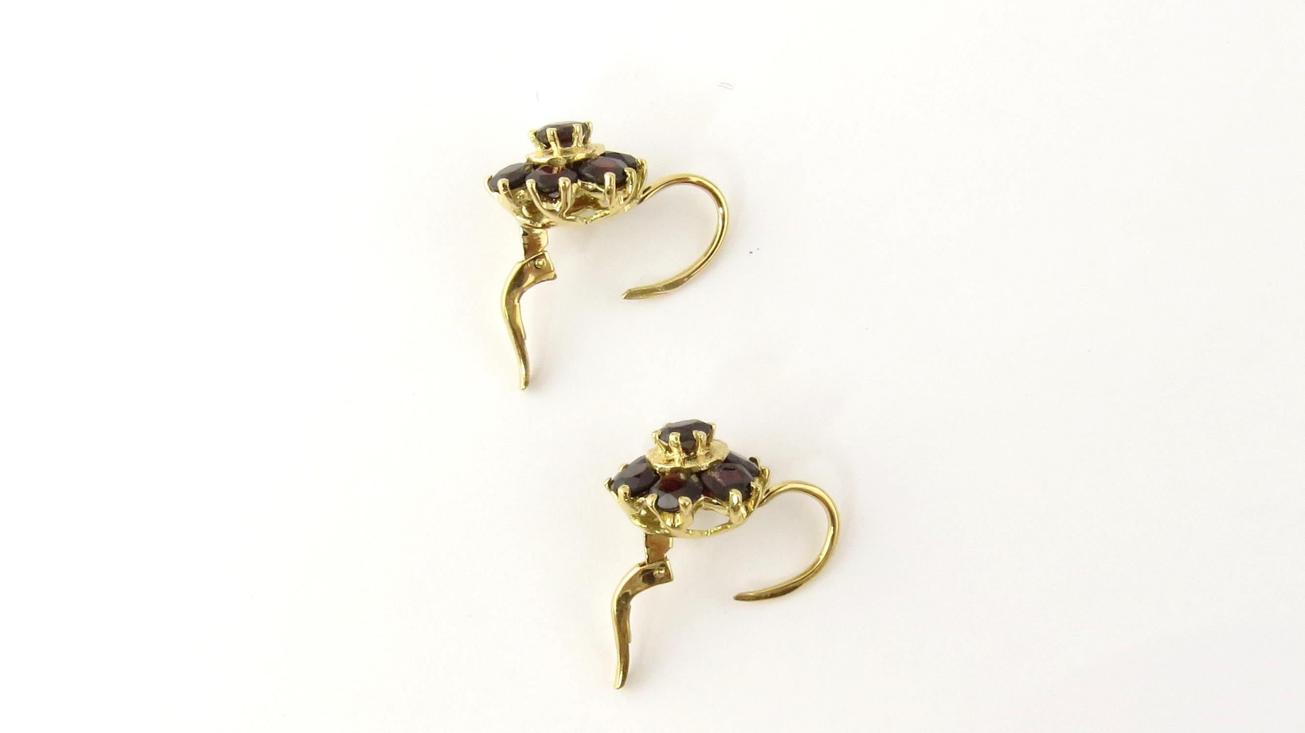 Women's 14 Karat Yellow Gold Garnet Earrings