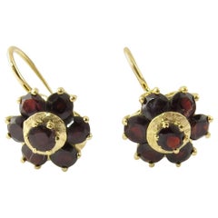 14 Karat Yellow Gold Garnet Earrings