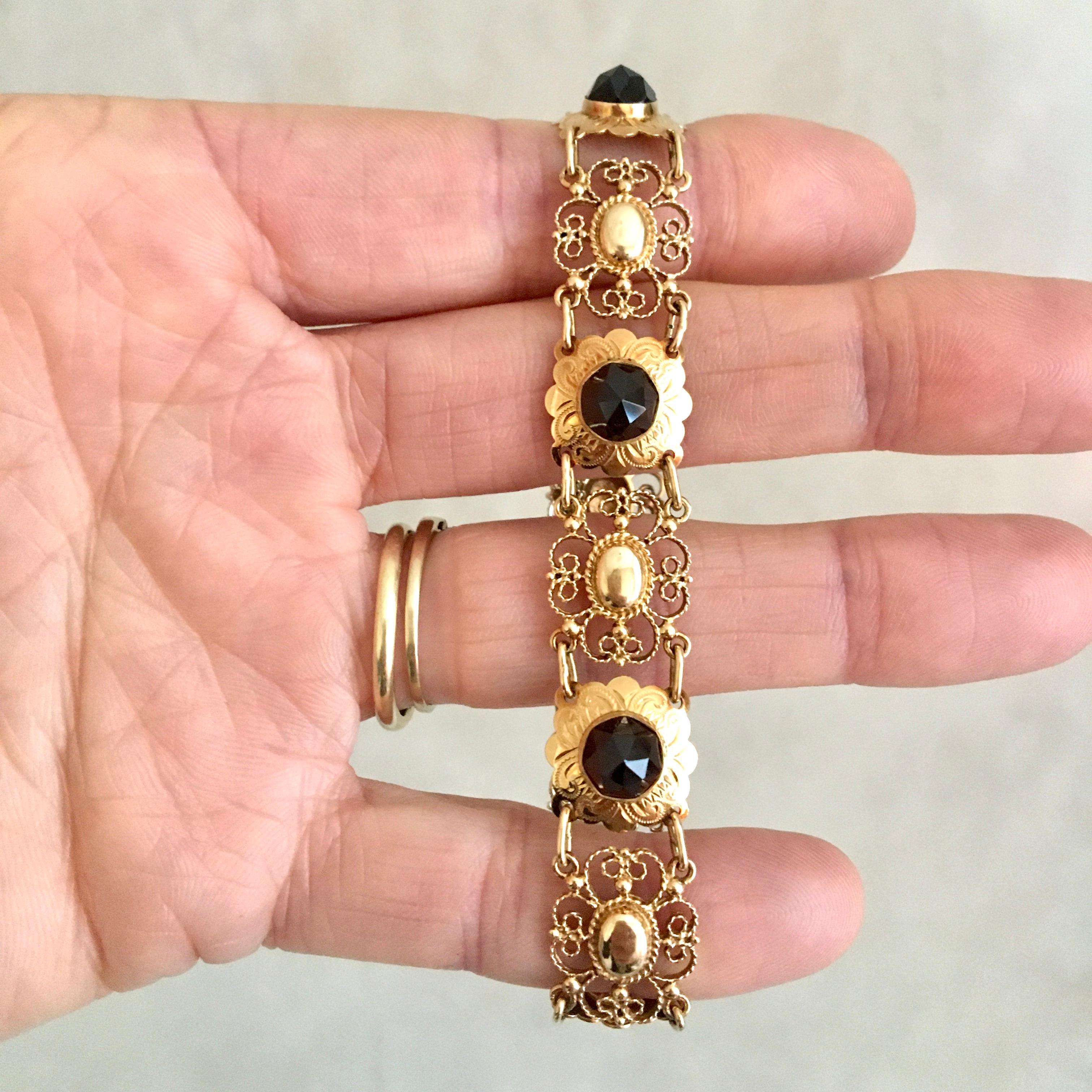 14k gold garnet bracelet