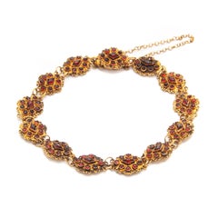 14 Karat Gelbgold Granat Gliederarmband:: Niederlande 1900