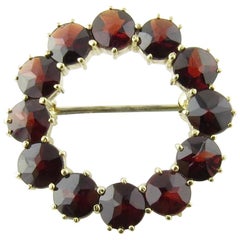 14 Karat Yellow Gold Garnet Pin / Brooch