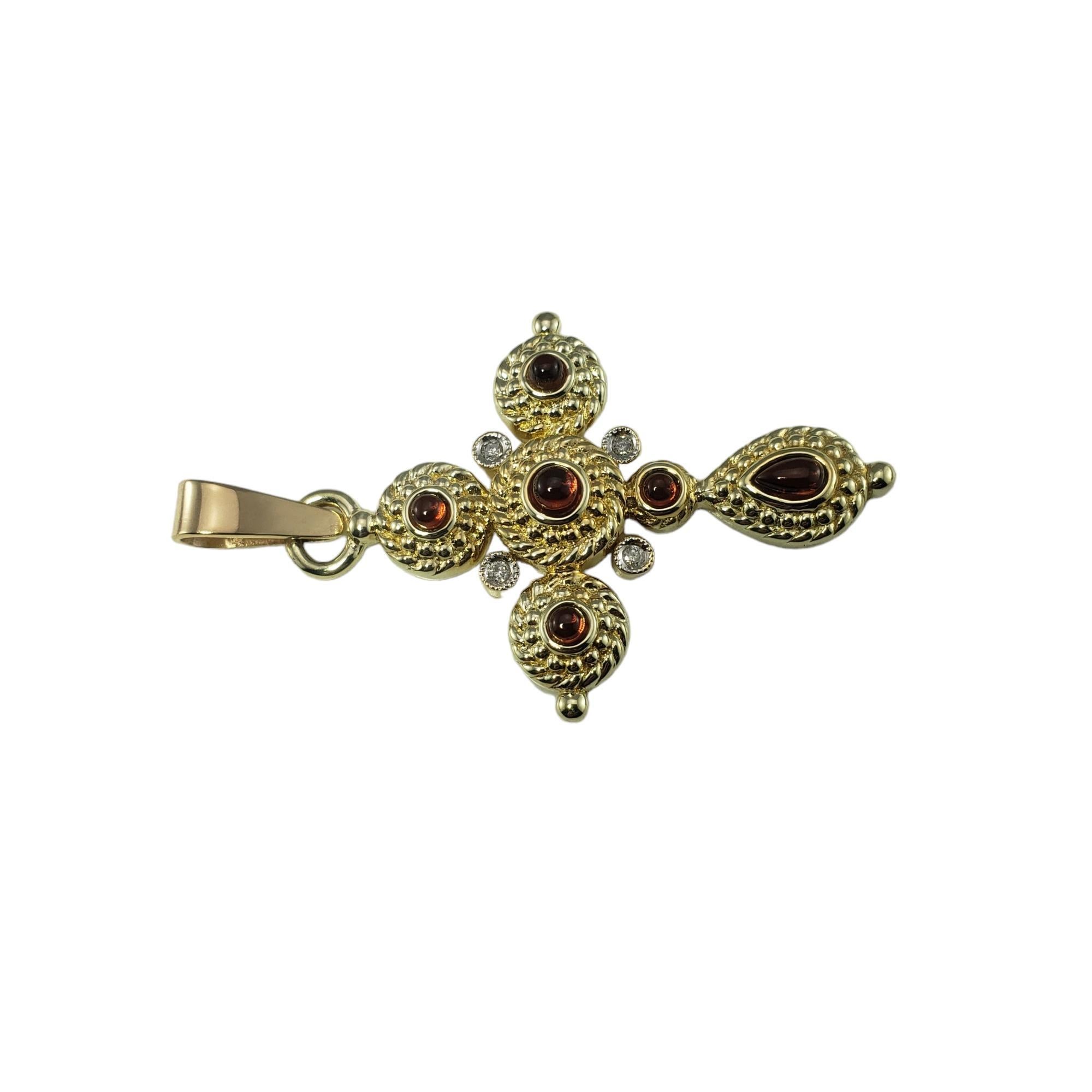 Pendentif croix en or jaune 14 carats avec pierres précieuses et diamants #16236 Bon état - En vente à Washington Depot, CT
