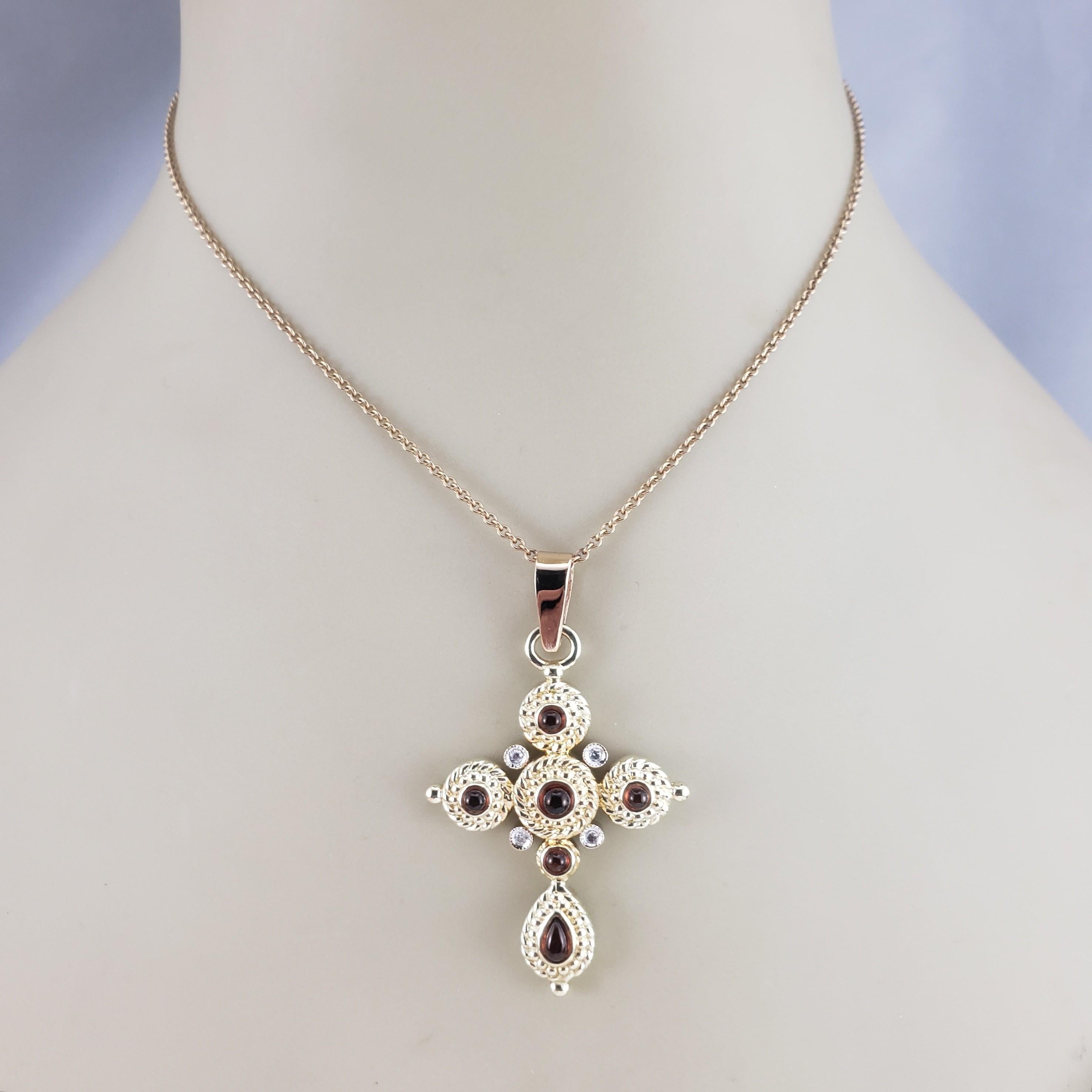 Pendentif croix en or jaune 14 carats avec pierres précieuses et diamants #16236 en vente 1
