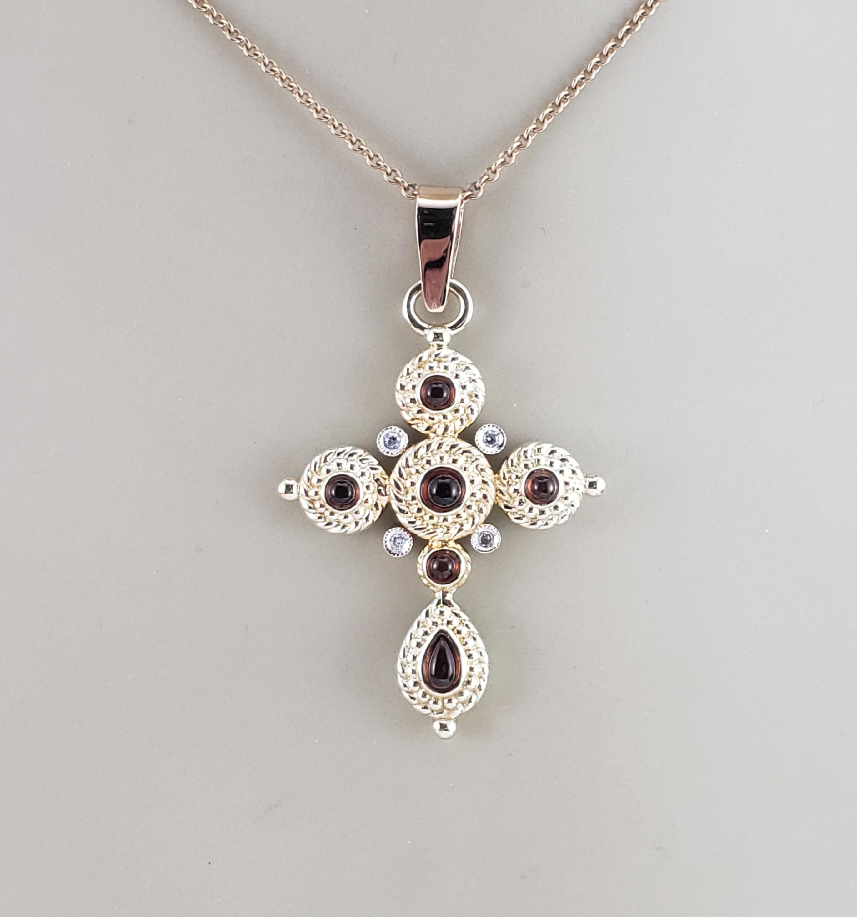 Pendentif croix en or jaune 14 carats avec pierres précieuses et diamants #16236 en vente 2