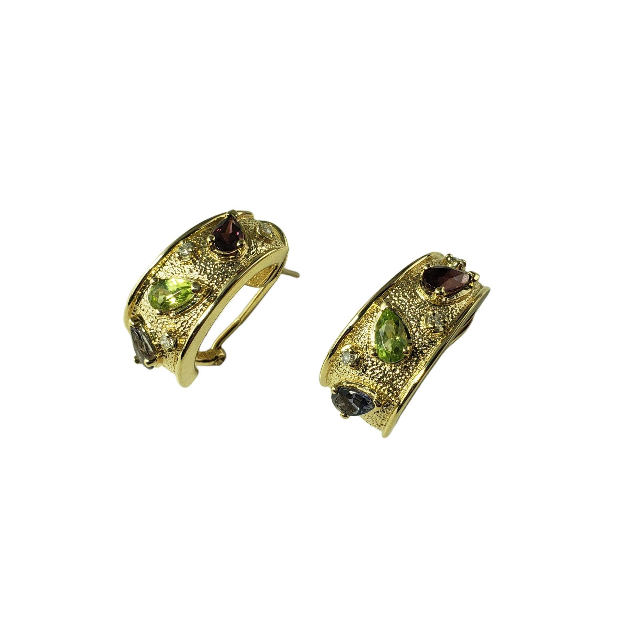 Taglio brillante 14 Karat Yellow Gold Gemstone and Diamond Earrings #22286 in vendita