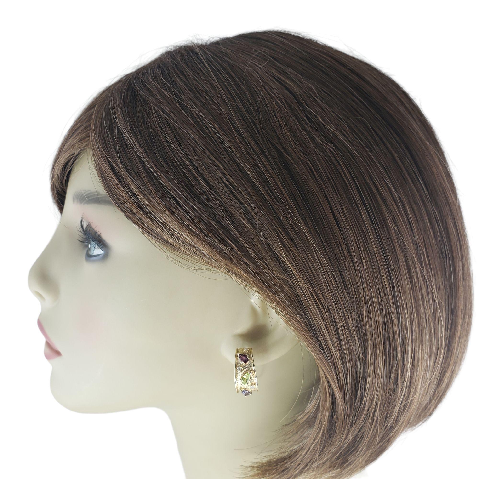 14 Karat Yellow Gold Gemstone and Diamond Earrings #22286 in vendita 3