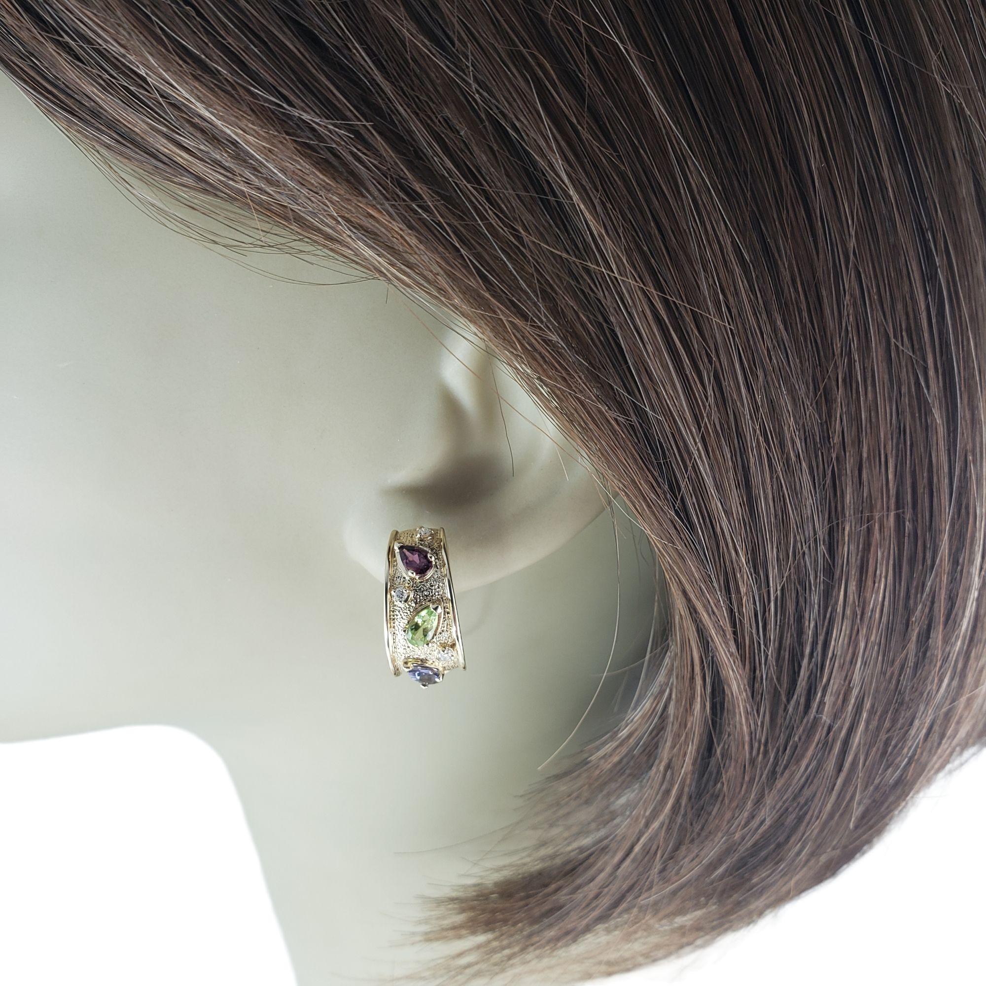 14 Karat Yellow Gold Gemstone and Diamond Earrings #22286 in vendita 4