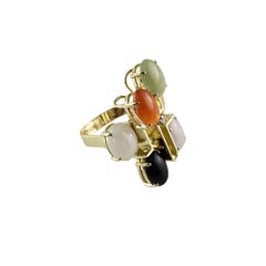 14 Karat Yellow Gold Gemstone and Diamond Ring Size 5.