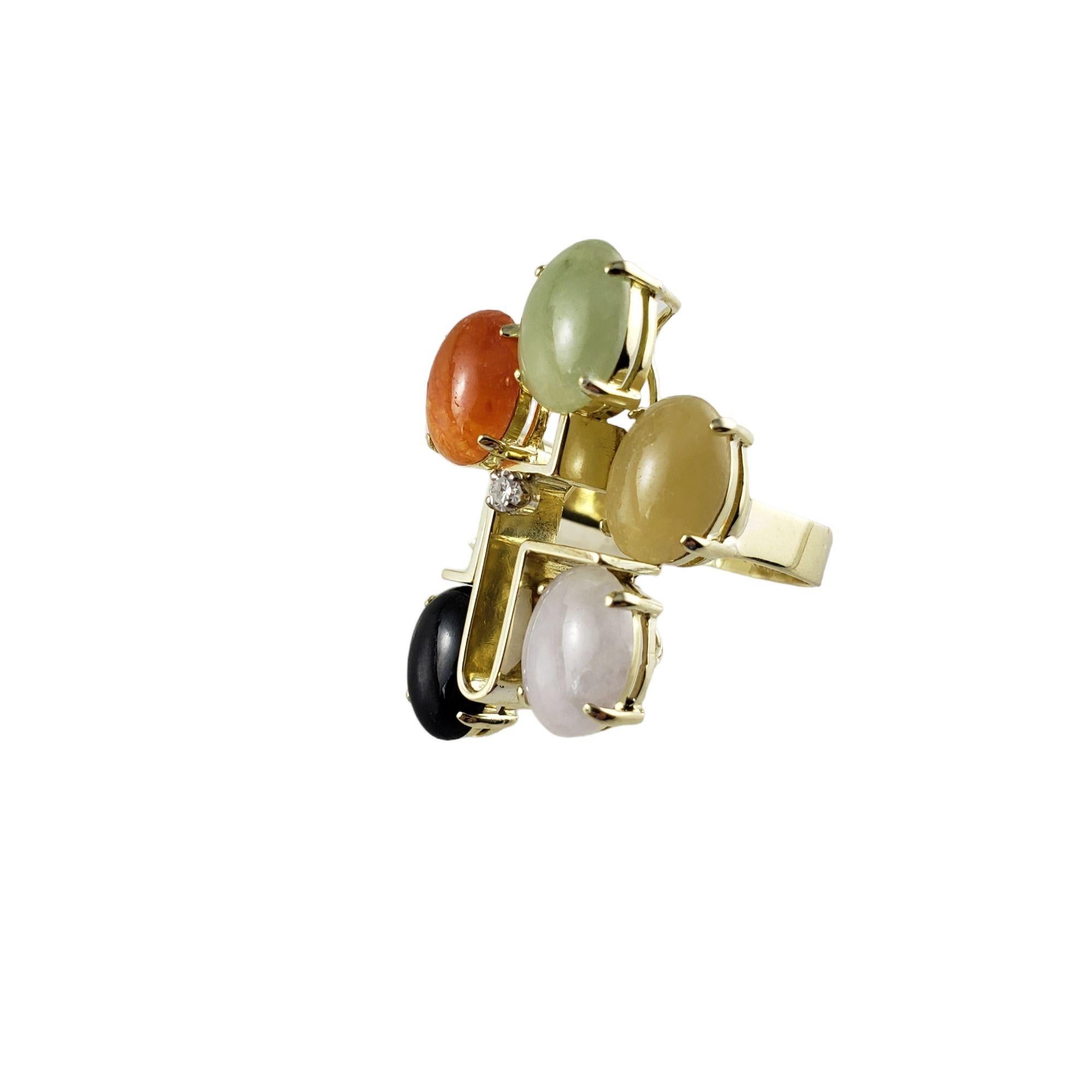 Oval Cut 14 Karat Yellow Gold Gemstone and Diamond Ring Size 5. For Sale