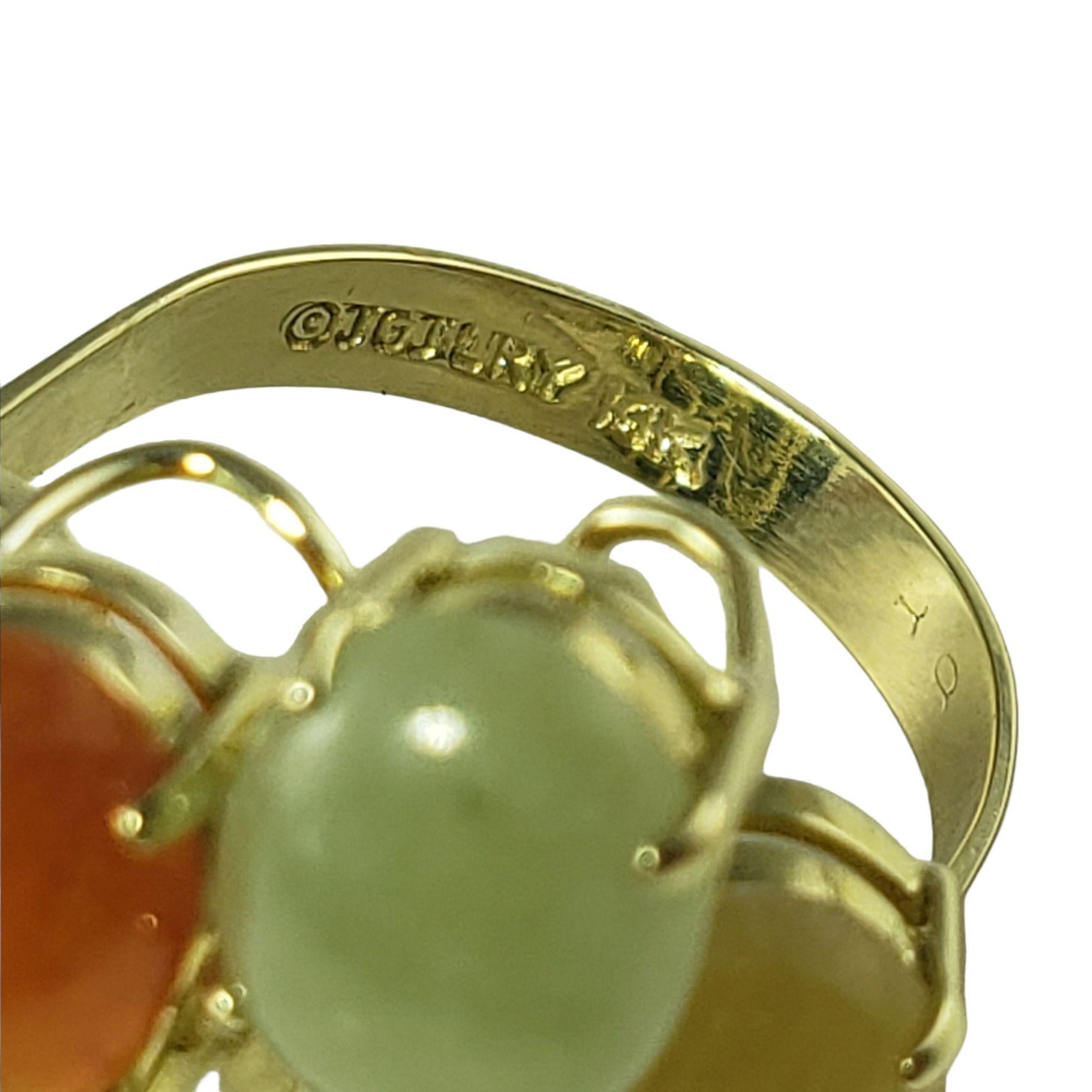 Women's  14 Karat Yellow Gold Gemstone and Diamond Ring Size 5. For Sale