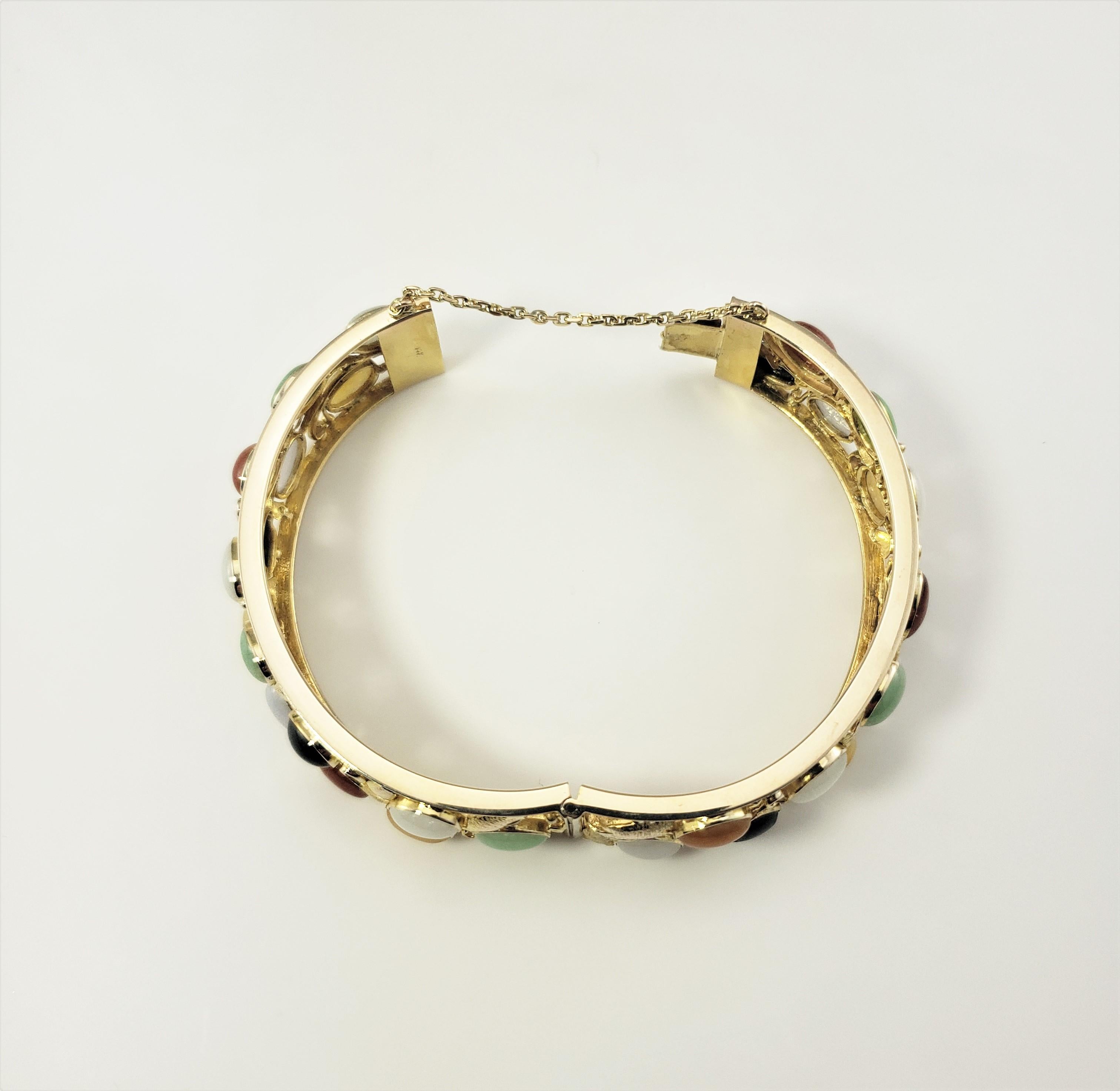 14 Karat Yellow Gold Gemstone Bangle Bracelet In Good Condition In Washington Depot, CT