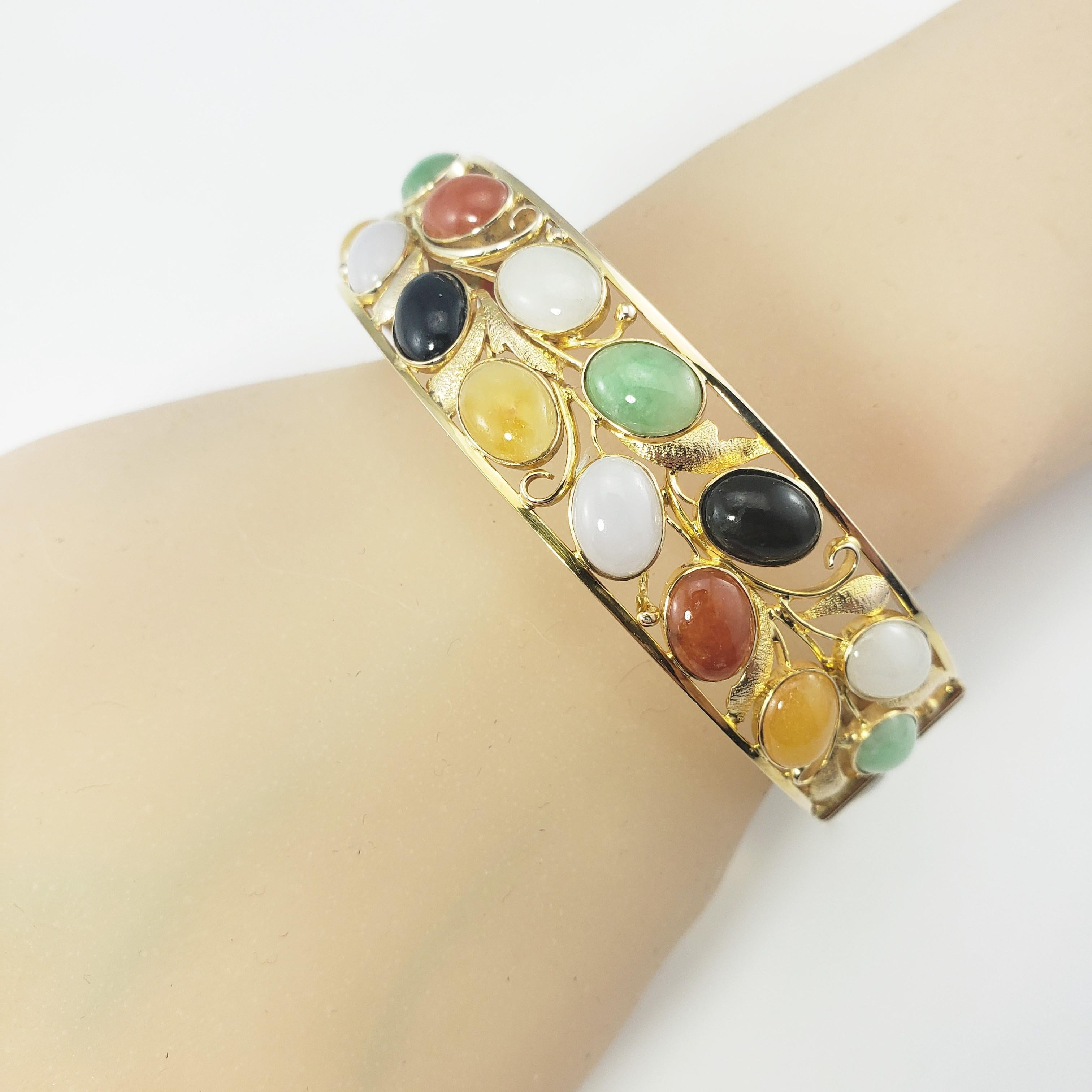 14 Karat Yellow Gold Gemstone Bangle Bracelet 2