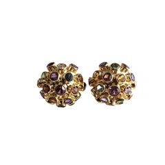 14 Karat Yellow Gold Gemstone Earrings #16073