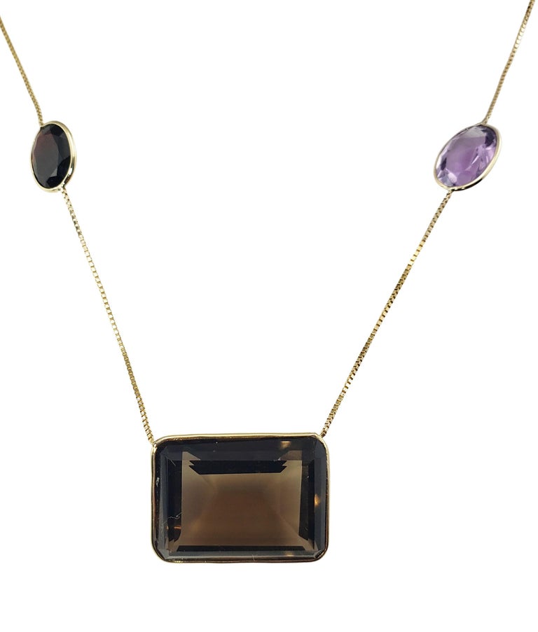 Women's 14 Karat Yellow Gold Gemstone Necklace For Sale