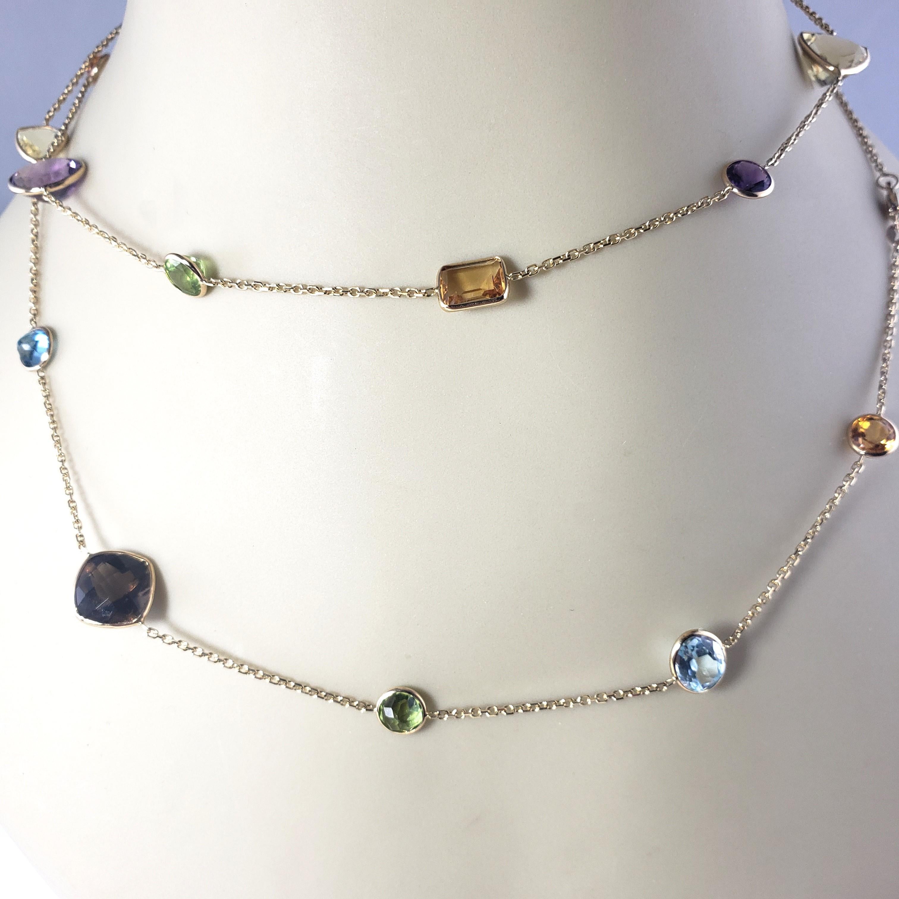 14 Karat Yellow Gold Gemstone Necklace #14845 For Sale 1