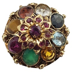 14 Karat Yellow Gold Gemstone Ring Size 7.5