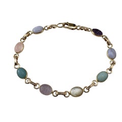 14 Karat Yellow Gold Gemstone Scarab Bracelet #22475