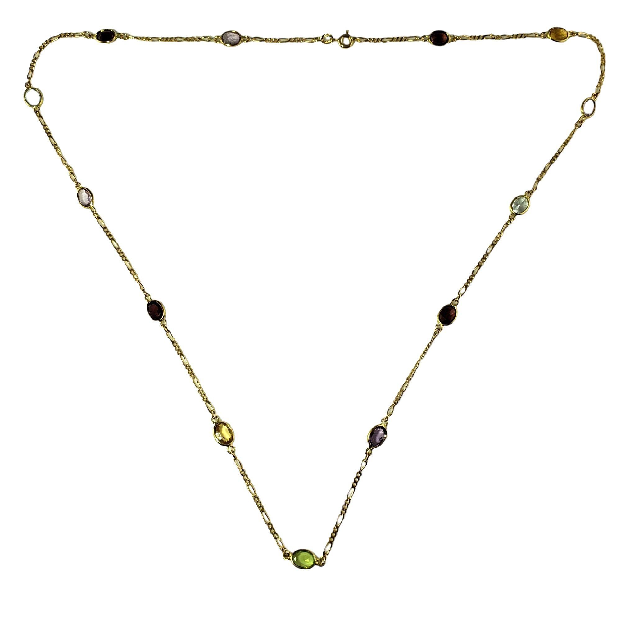 14 Karat Yellow Gold Gemstone Station Necklace For Sale at 1stDibs ...