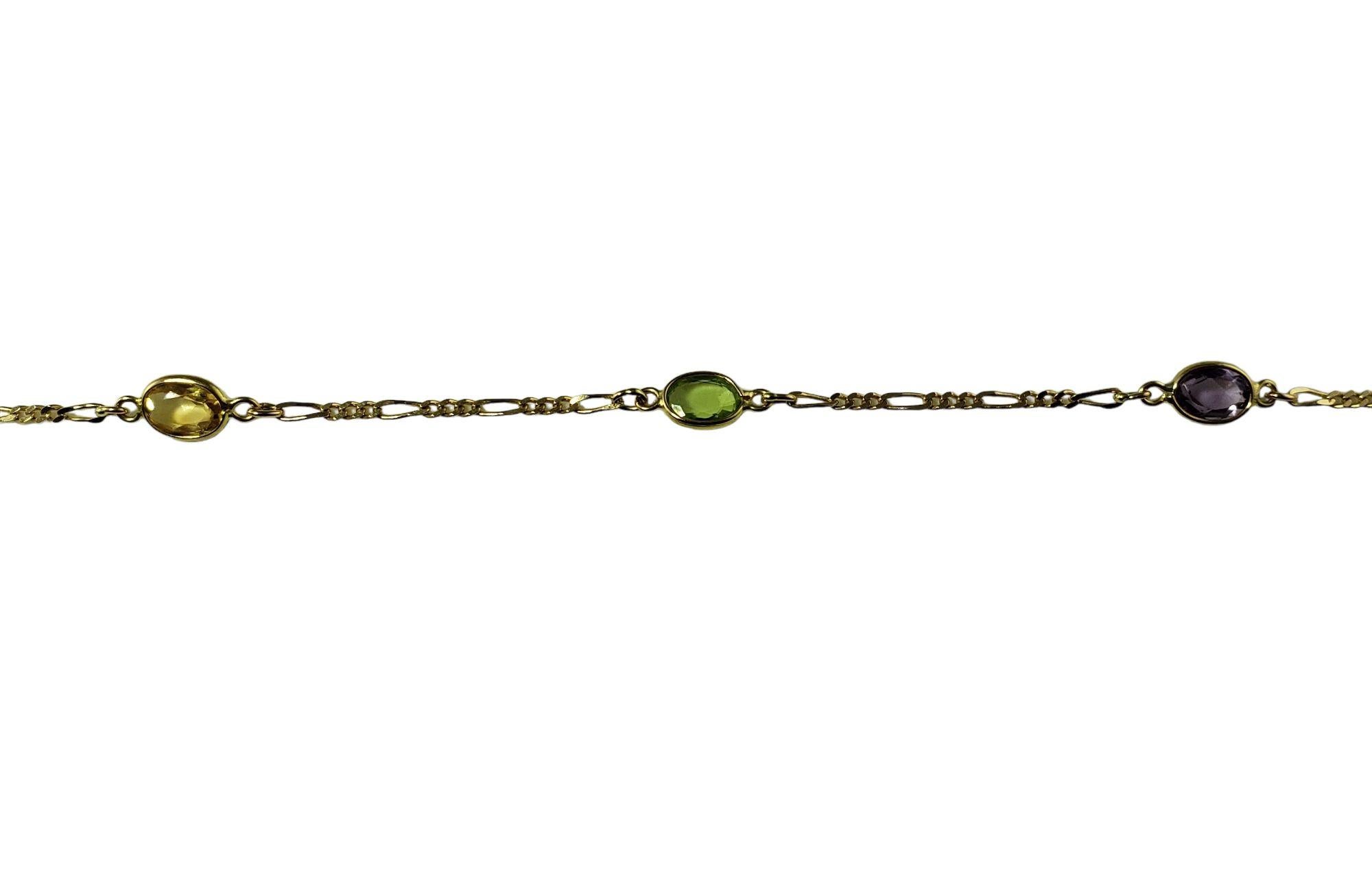 14 Karat Yellow Gold Gemstone Station Necklace For Sale at 1stDibs ...