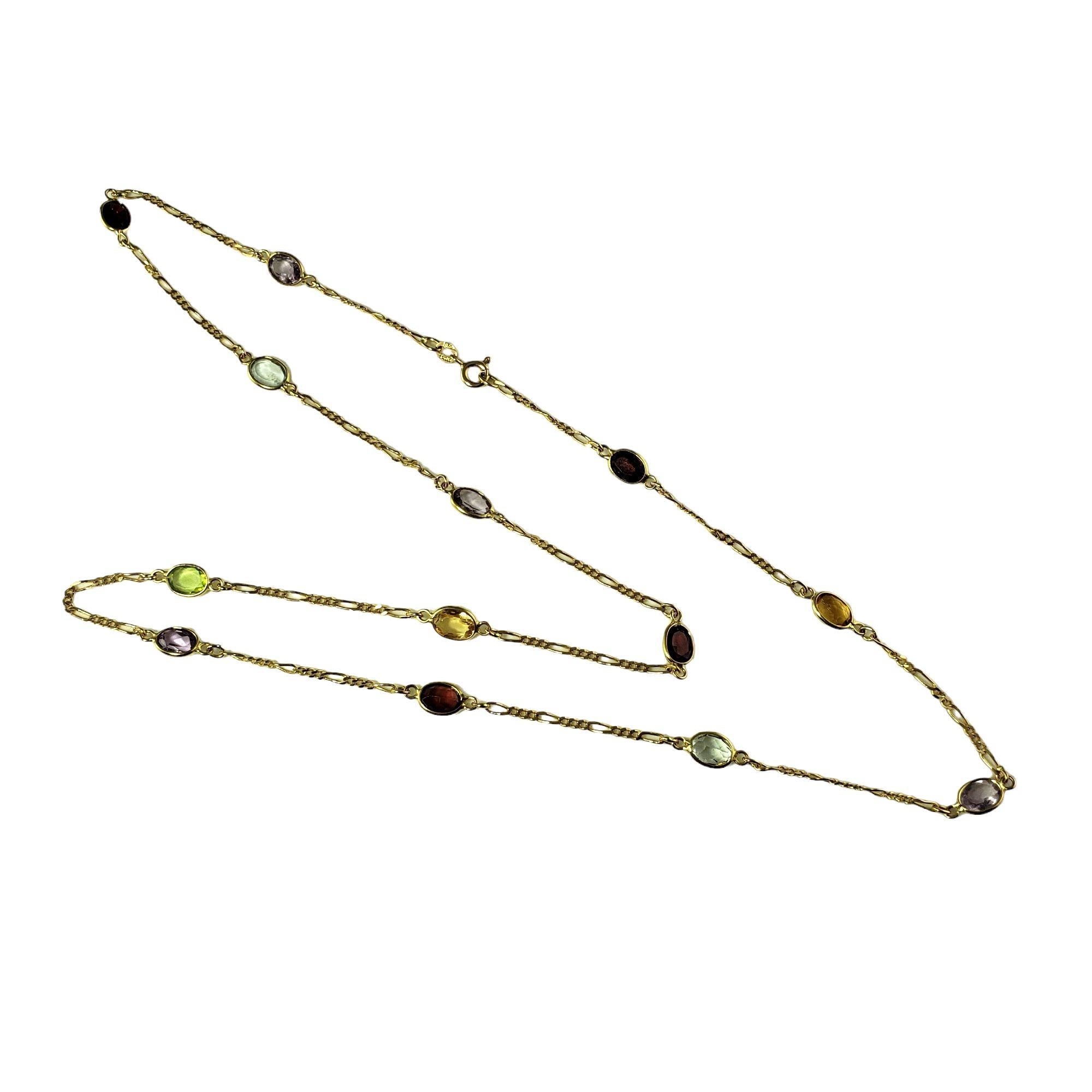 14 Karat Yellow Gold Gemstone Station Necklace For Sale at 1stDibs ...