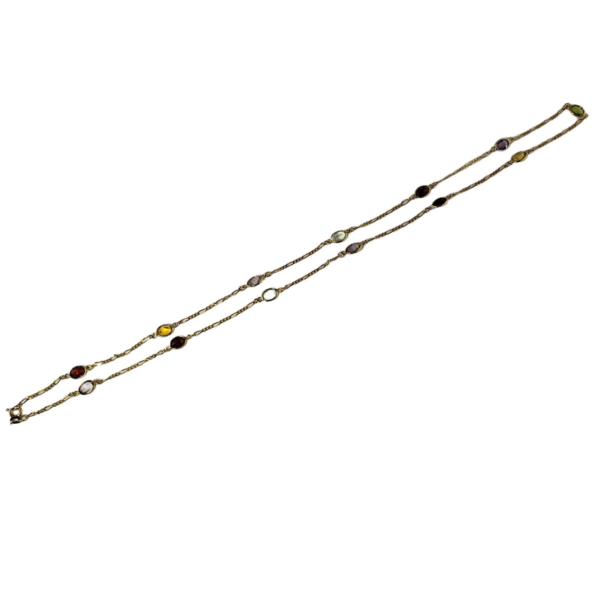 14 Karat Yellow Gold Gemstone Station Necklace For Sale at 1stDibs ...