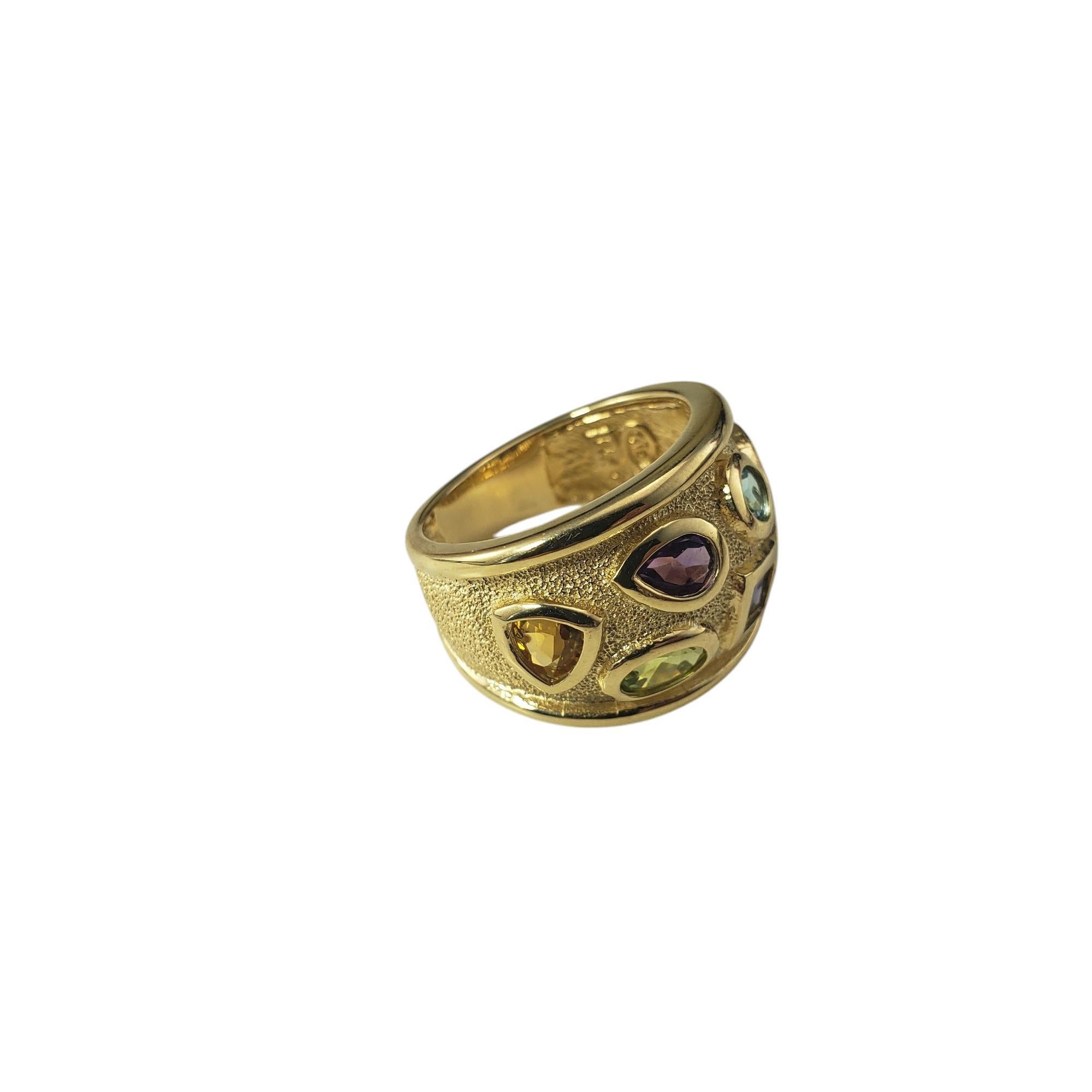 Mixed Cut 14 Karat Yellow Gold Gemstone Wide Band Ring Size 7 #20703