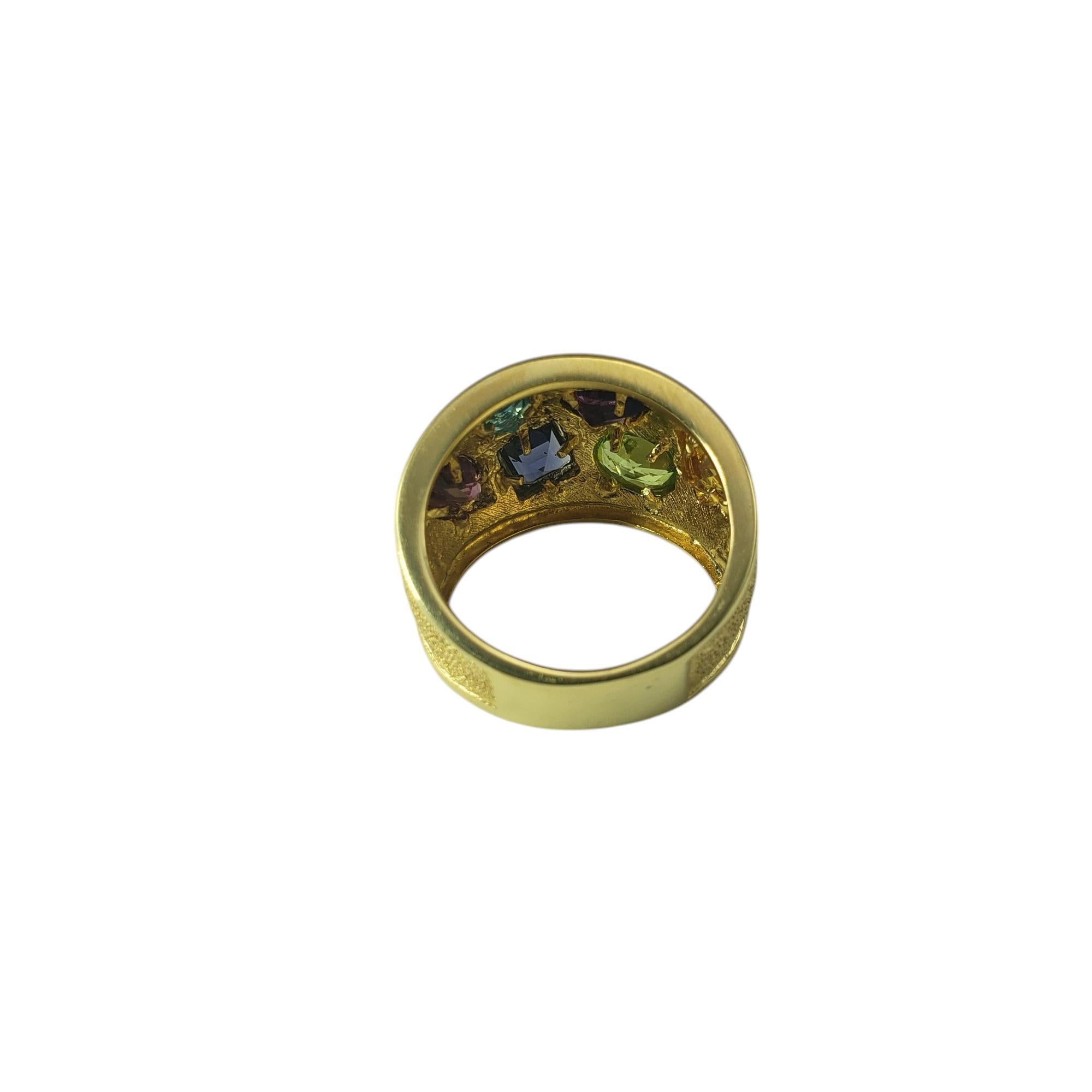 14 Karat Yellow Gold Gemstone Wide Band Ring Size 7 #20703 In Good Condition In Washington Depot, CT