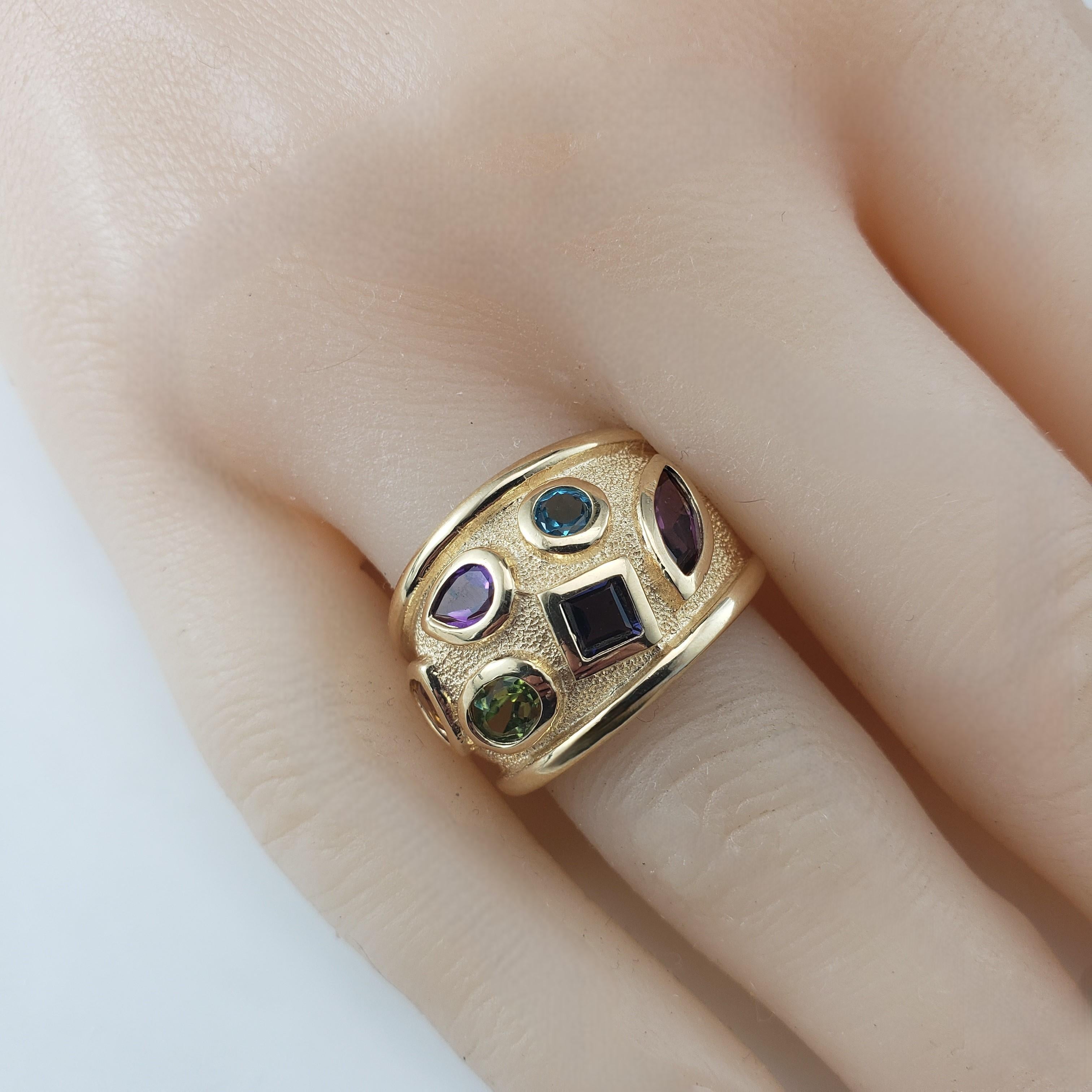 14 Karat Yellow Gold Gemstone Wide Band Ring Size 7 #20703 2